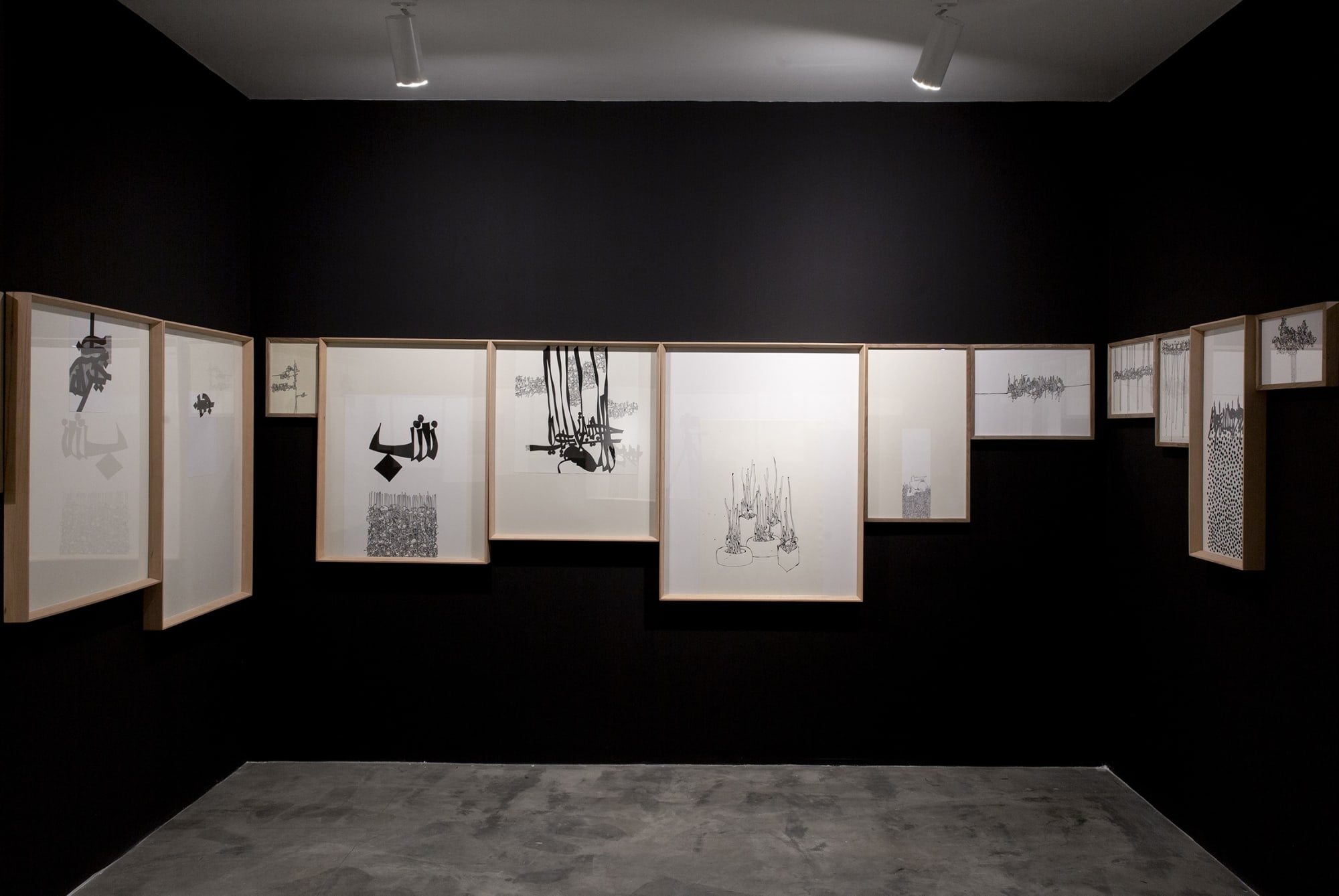 Installation of Delimitation a solo exhibition of works by Reza Abedini at +2 Gallery.