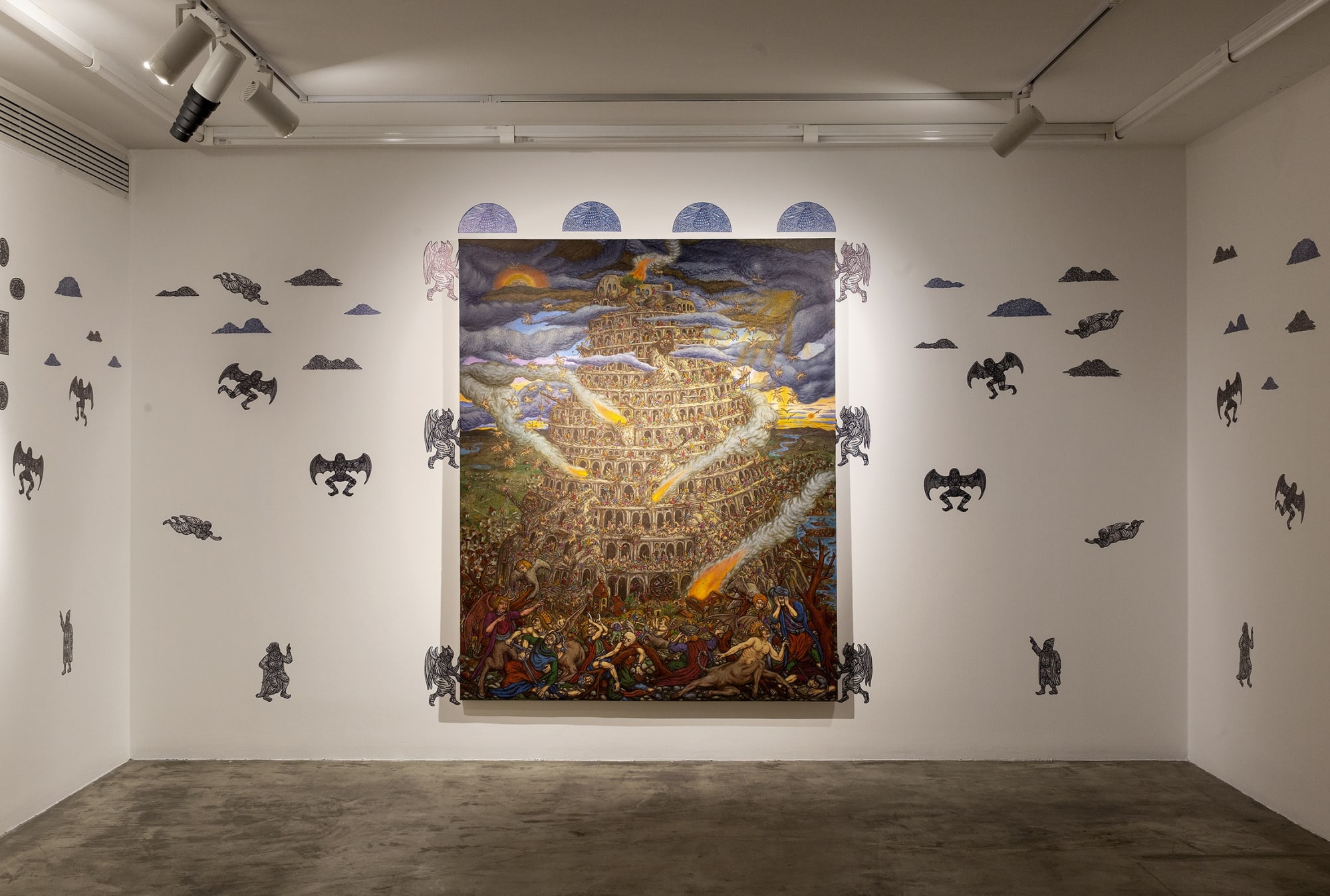 Installation view of The Legend of the Inheritors of Fate a solo presentation of works by Amin Montazeri .