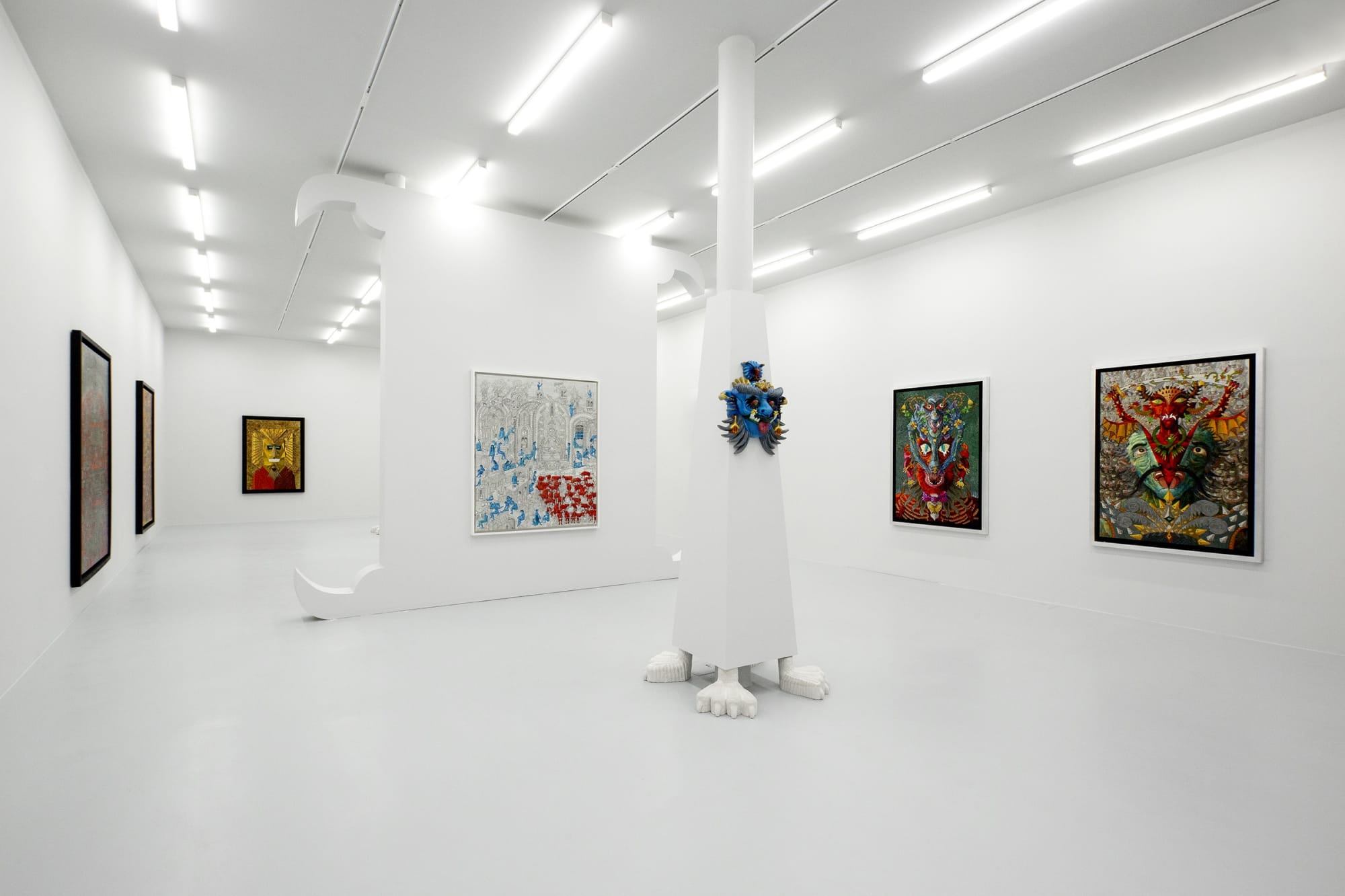 Installation view of Mad a solo exhibition of works by Ali Akbar Sadeghi.