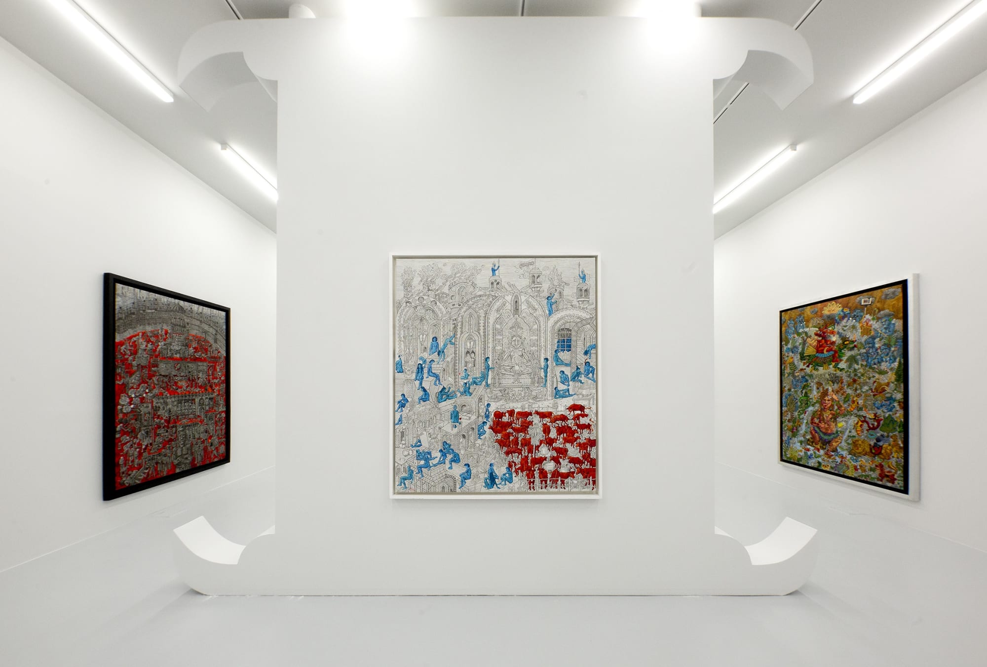 Installation view of Mad a solo exhibition of works by Ali Akbar Sadeghi.