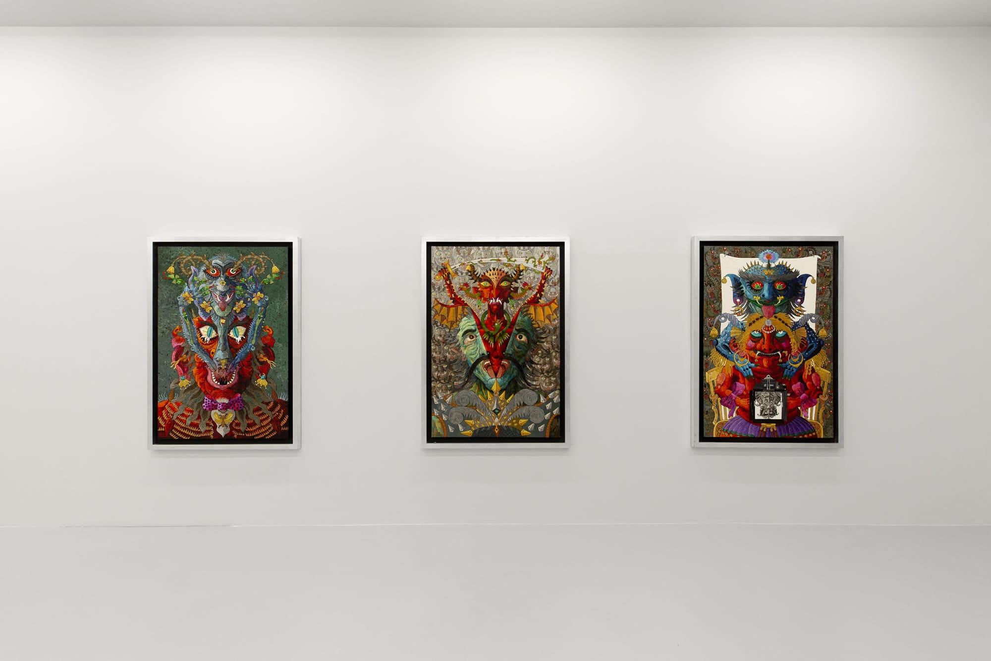 Installation view of Mad a solo exhibition of works by Ali Akbar Sadeghi.