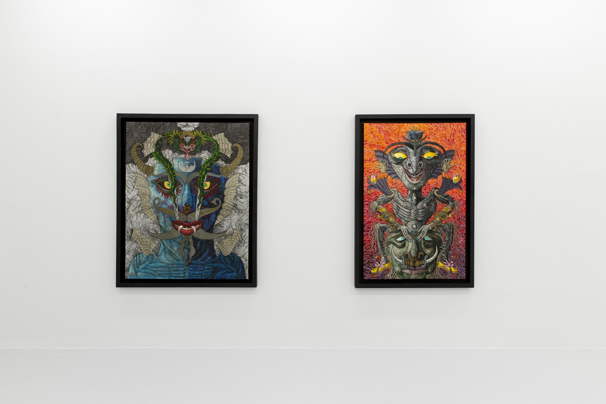 Installation view of Mad a solo exhibition of works by Ali Akbar Sadeghi.