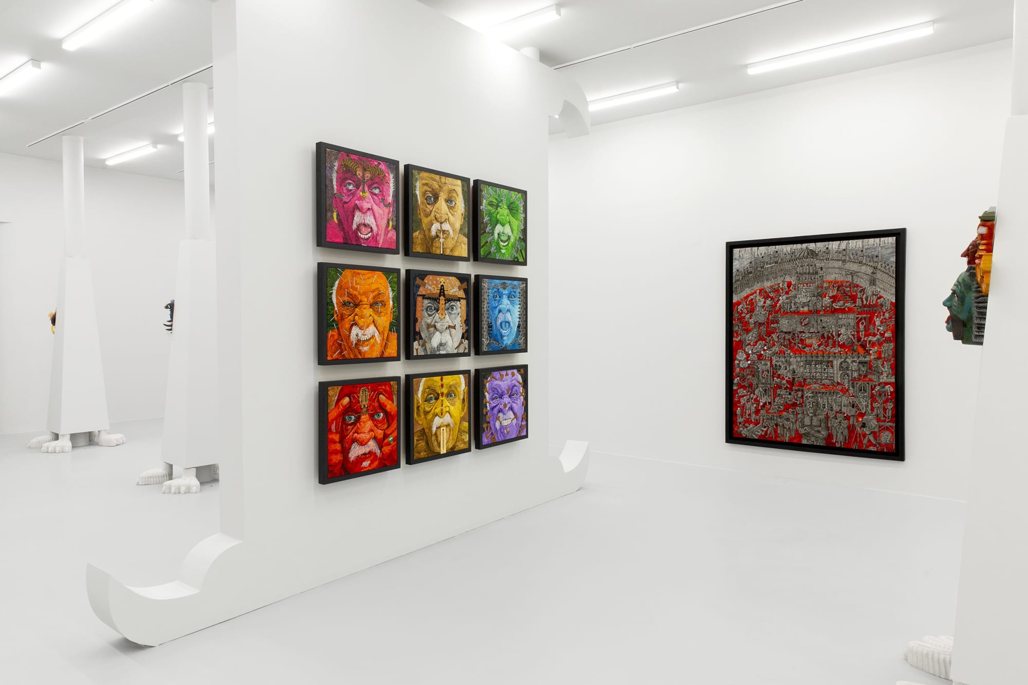 Installation view of Mad a solo exhibition of works by Ali Akbar Sadeghi.