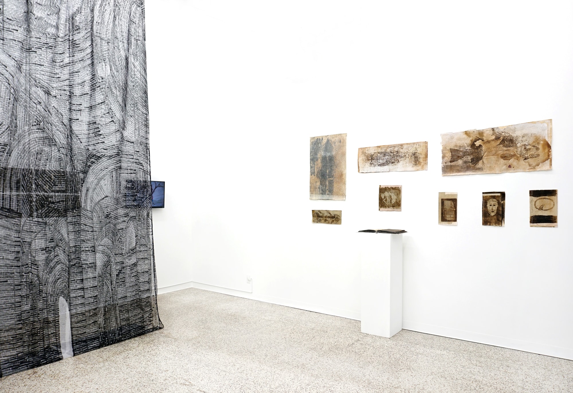 Installlation view of Arches of Agony a group show held at Kour Pour Guest House in Los Angeles 2023.