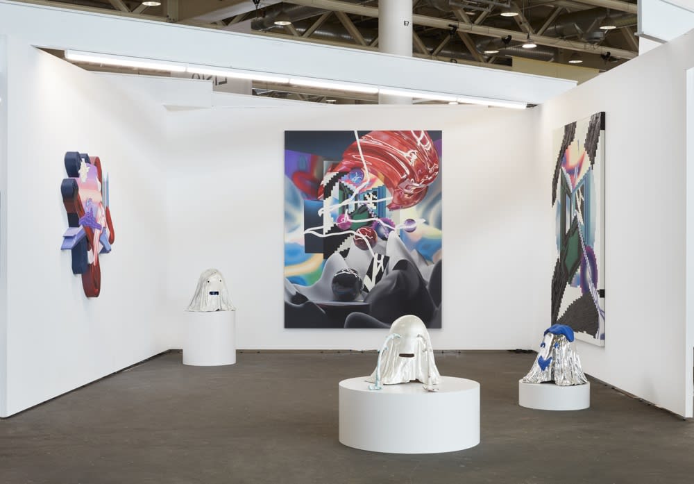 Installation view of a group show of works by Yousha Bashir at Liste Art Fair 2023.