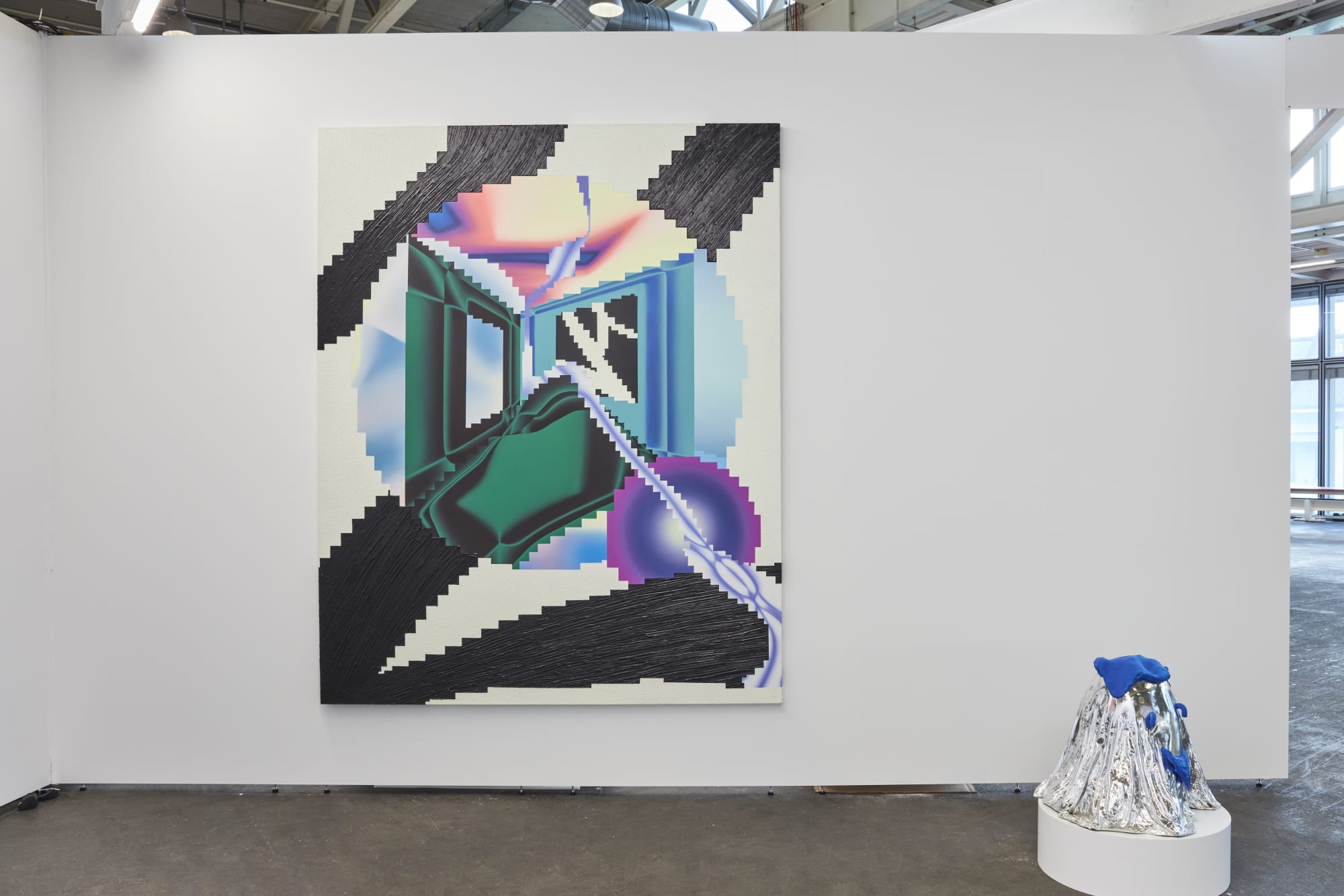 Installation view of a group show of works by Yousha Bashir at Liste Art Fair 2023.