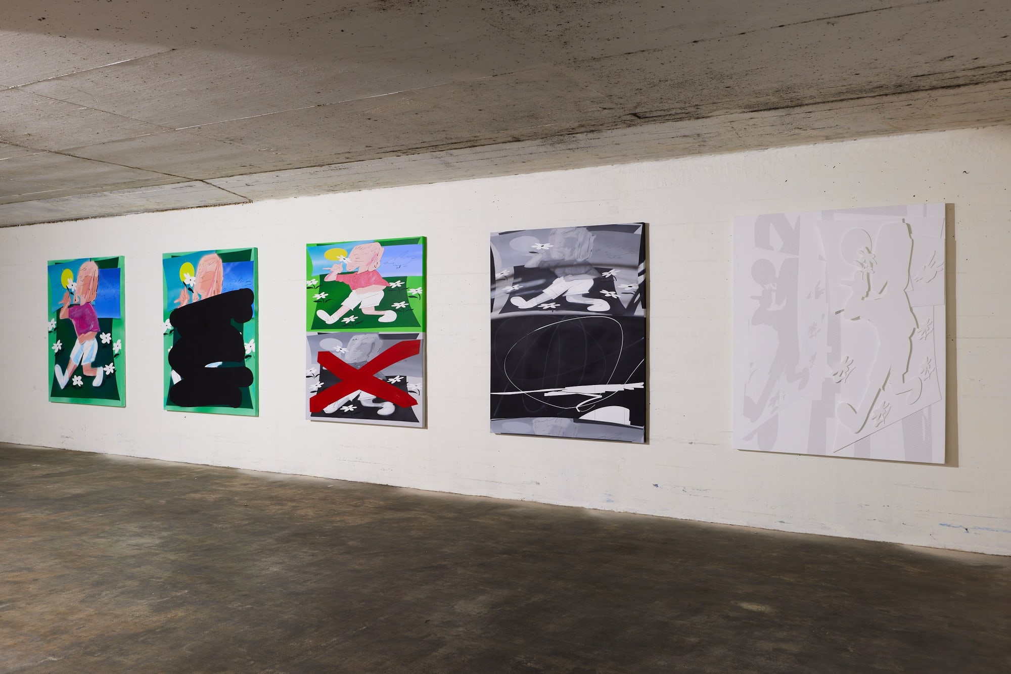 Instalation View of Dastan's presentation of a solo exhibition I'm not here at Basel Social club 2023.