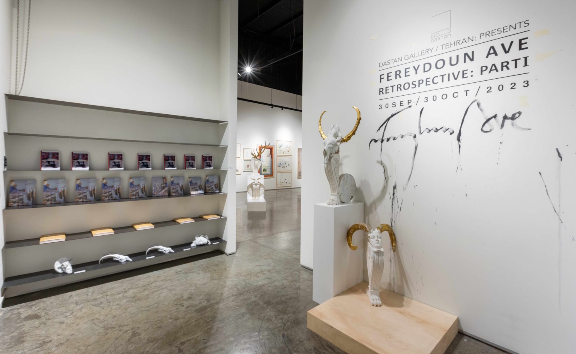 Installation View of Retrospective Part 1 solo exhibition of works by Fereydoon Av in Dubai 2023.