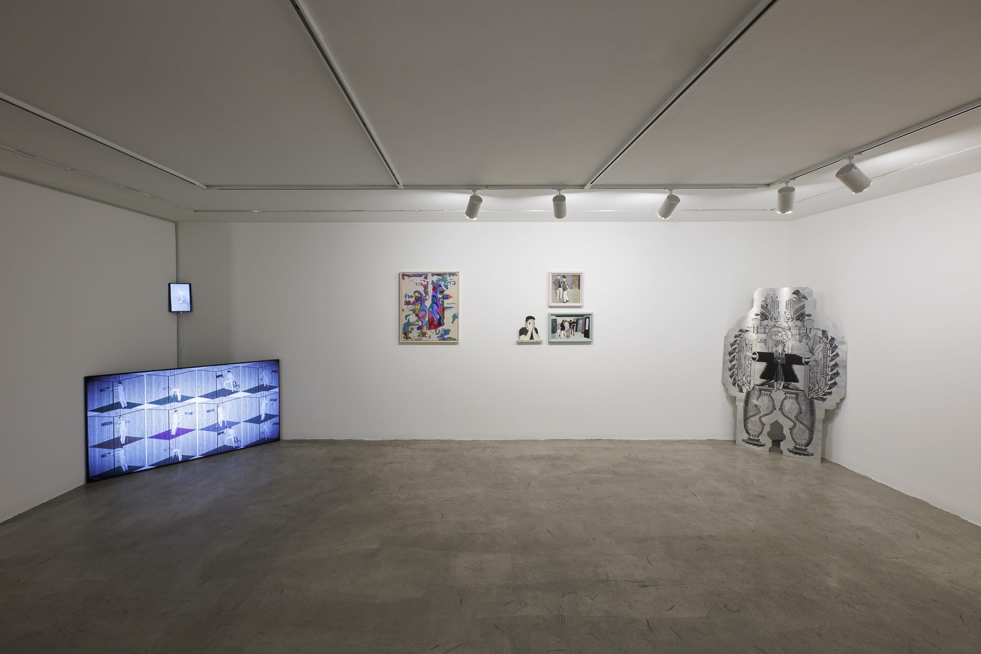 Installation View of Flow, at Dastan's Basement, 2024 Group Exhibition of Works by Sasan Abri, Mohammadreza Arab Khazaeli, Nasser Bakhshi, Sadra Baniasadi, Amir-Nasr Kamgooyan, Alishia Morassaei, Mina Mohammadi, Mina Mohseni, Hanie Sadri, Shayan Sajadian, and Sofia Yeganeh.