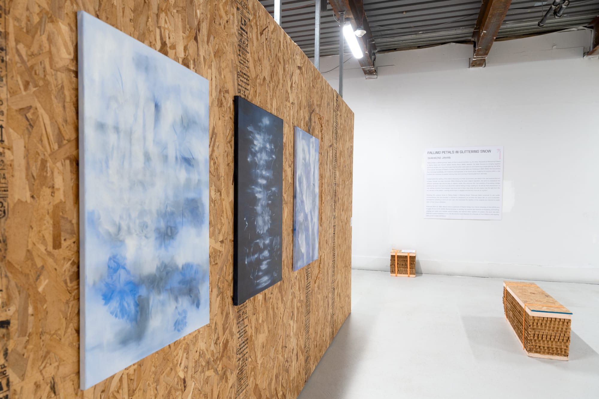 Installation View of Falling Petals in Glittering Snow, a solo exhibition by Shahrzad Jahan.