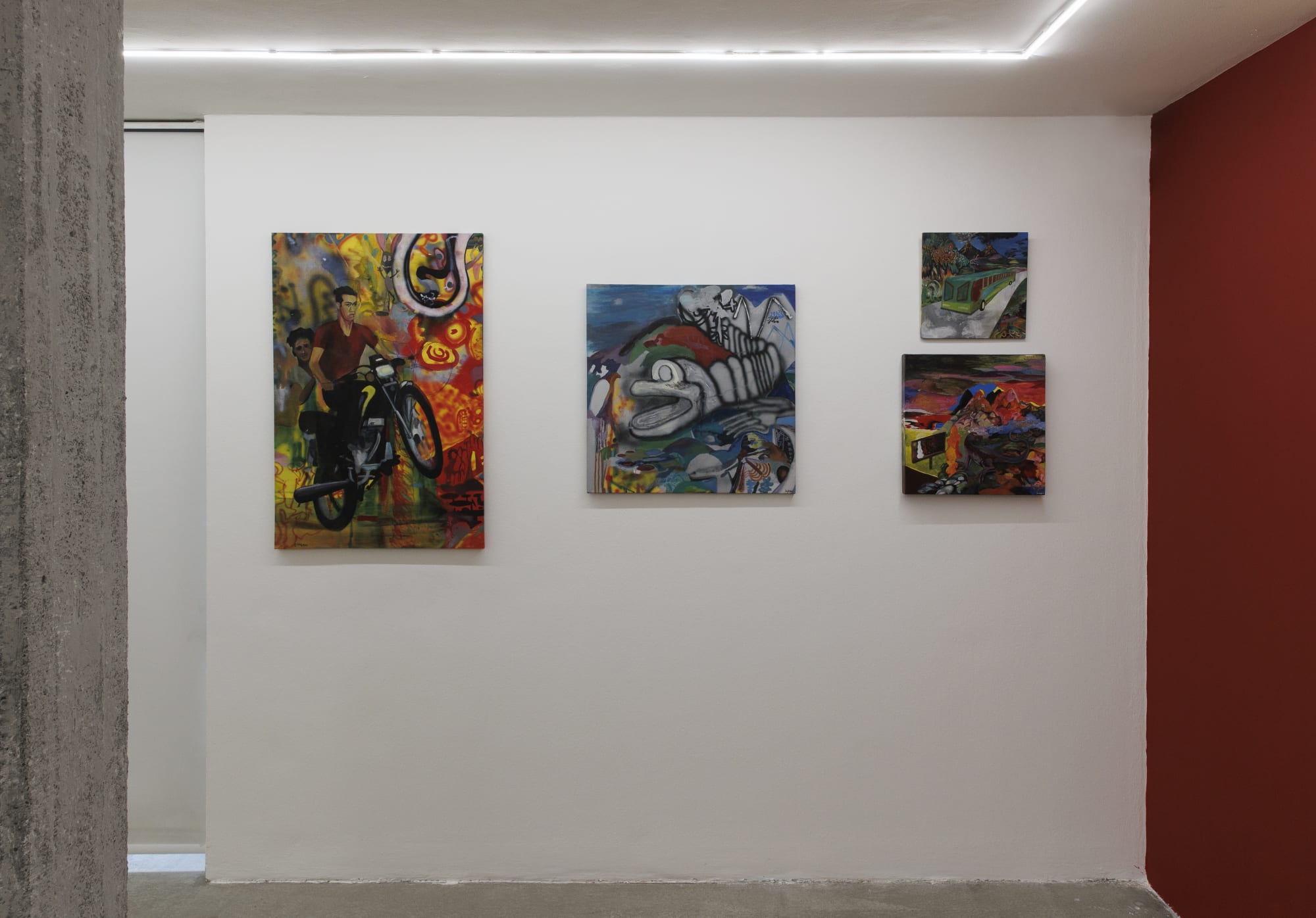 Installation view of "Escaping Reality Full Speed" of works by Sadra Baniasadi.