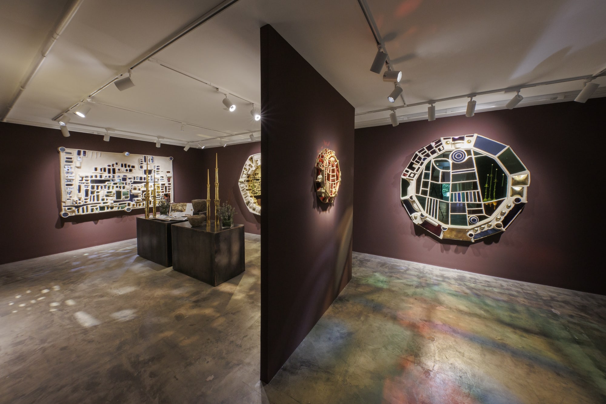 Installation view of "Barbican" a solo exhibition of works by Alireza Rasoulzadeh at +2 Gallery.