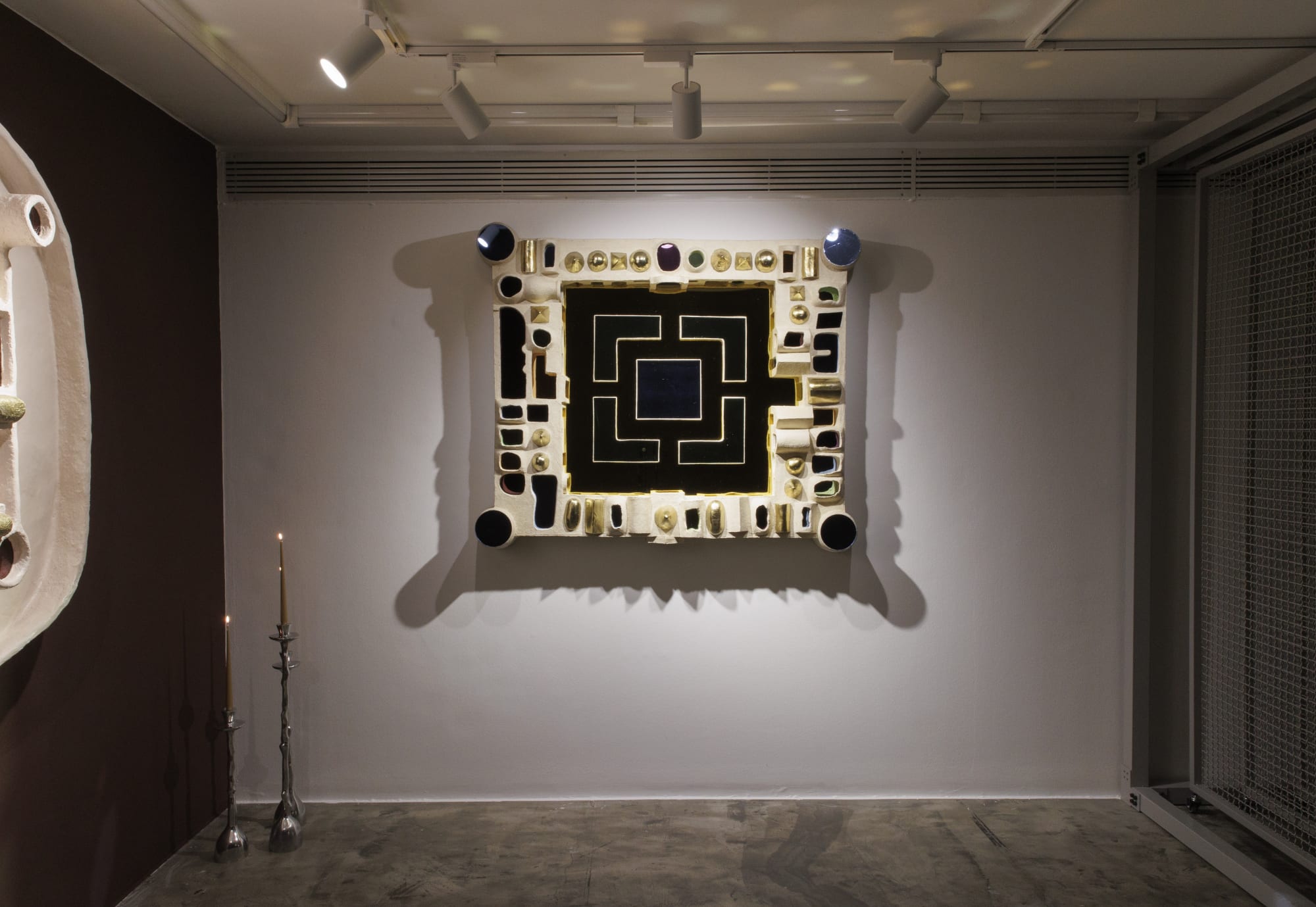 Installation view of "Barbican" a solo exhibition of works by Alireza Rasoulzadeh at +2 Gallery.