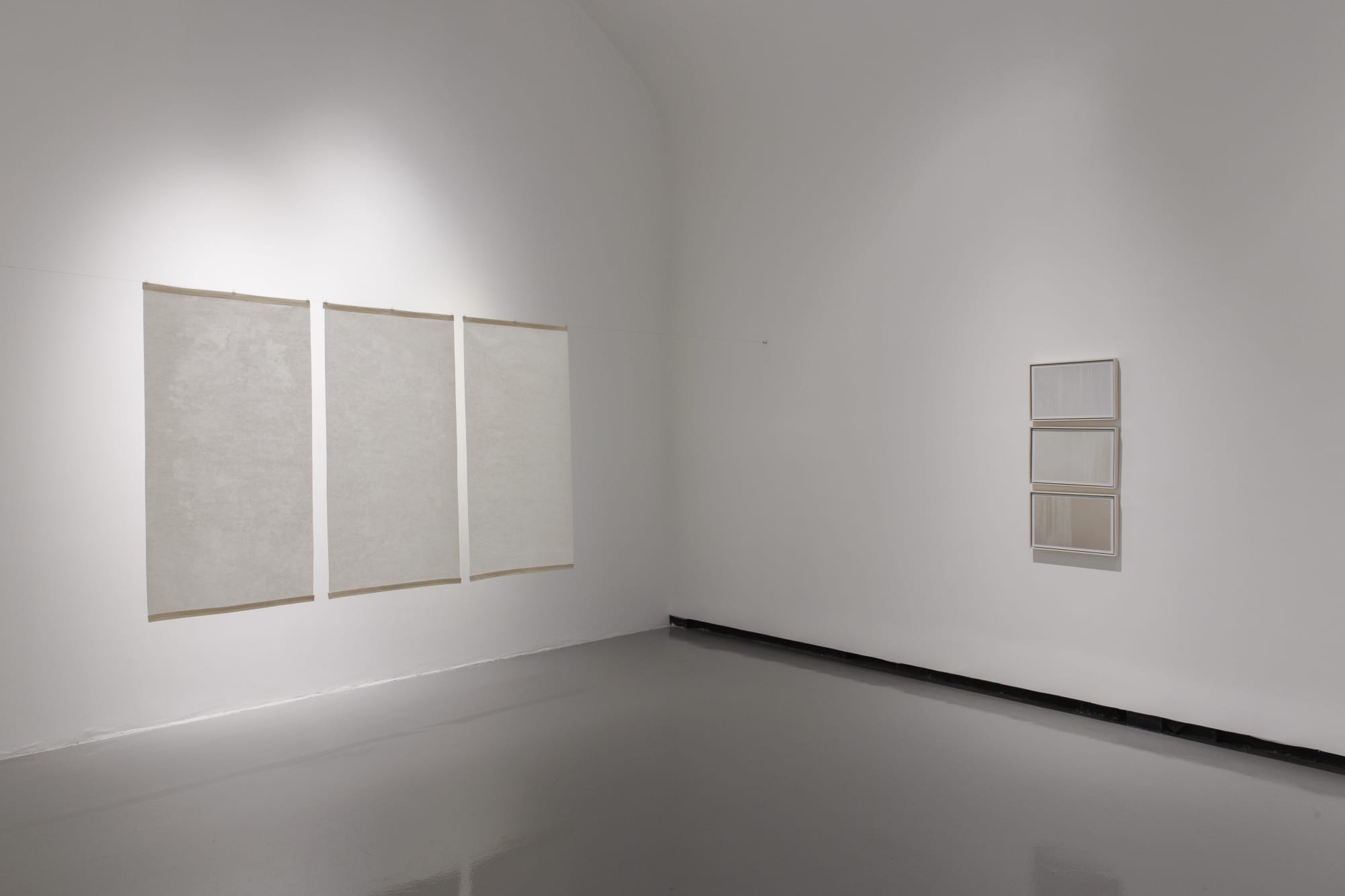 Installation view of "Trace" a group show of works by Reza Lavassani , Vahid Hakim , Ghazaleh Hedayat , Razieh Sedighian , and Nasser Javaherpour.