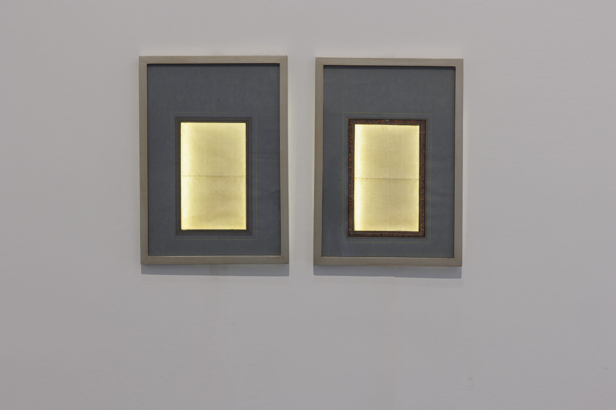 Installation view of "Trace" a group show of works by Reza Lavassani , Vahid Hakim , Ghazaleh Hedayat , Razieh Sedighian , and Nasser Javaherpour.