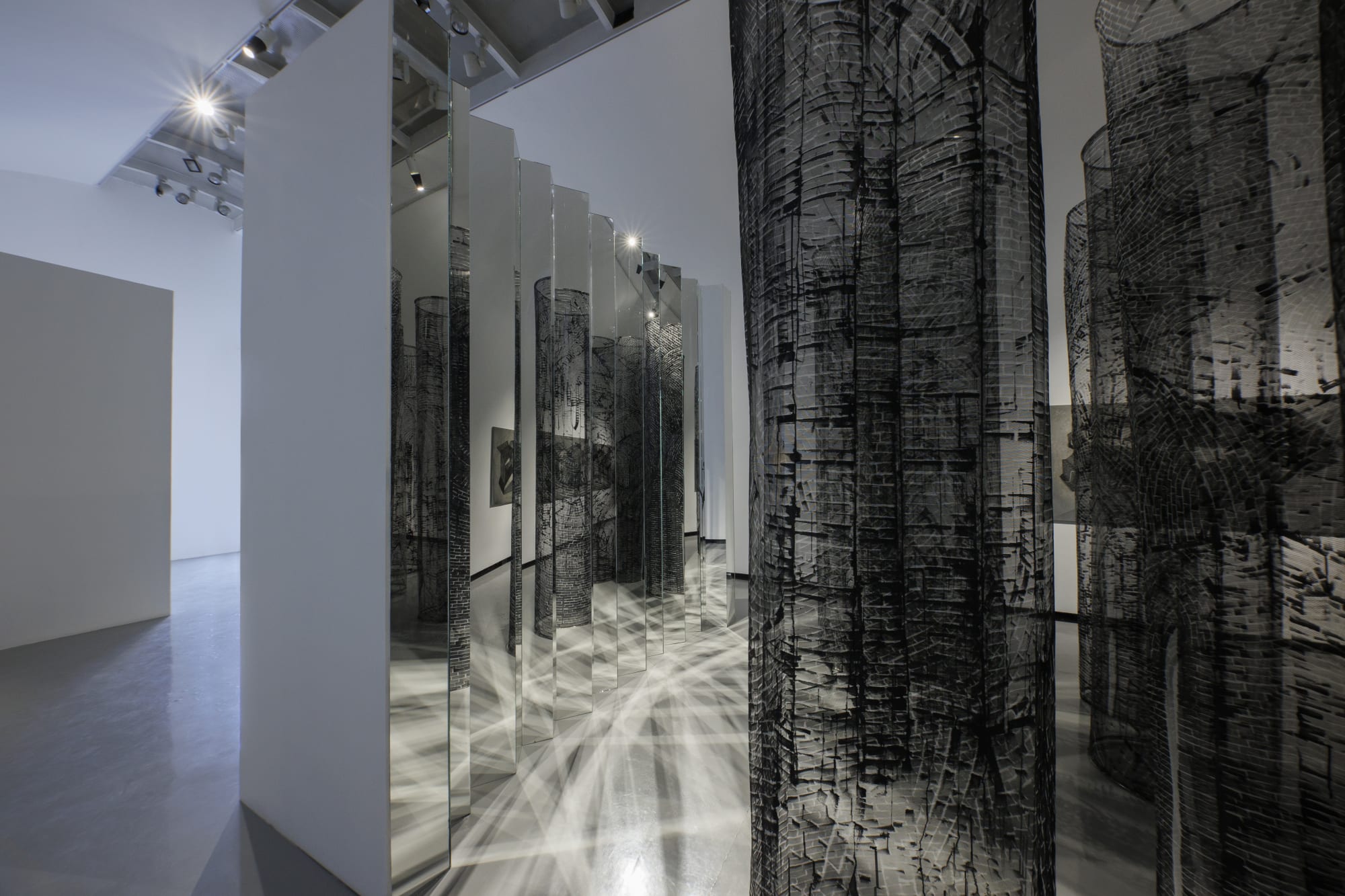 Installation view of Revision: Labyrinths a solo exhibition of works by Atefeh Majidi Nezhad.