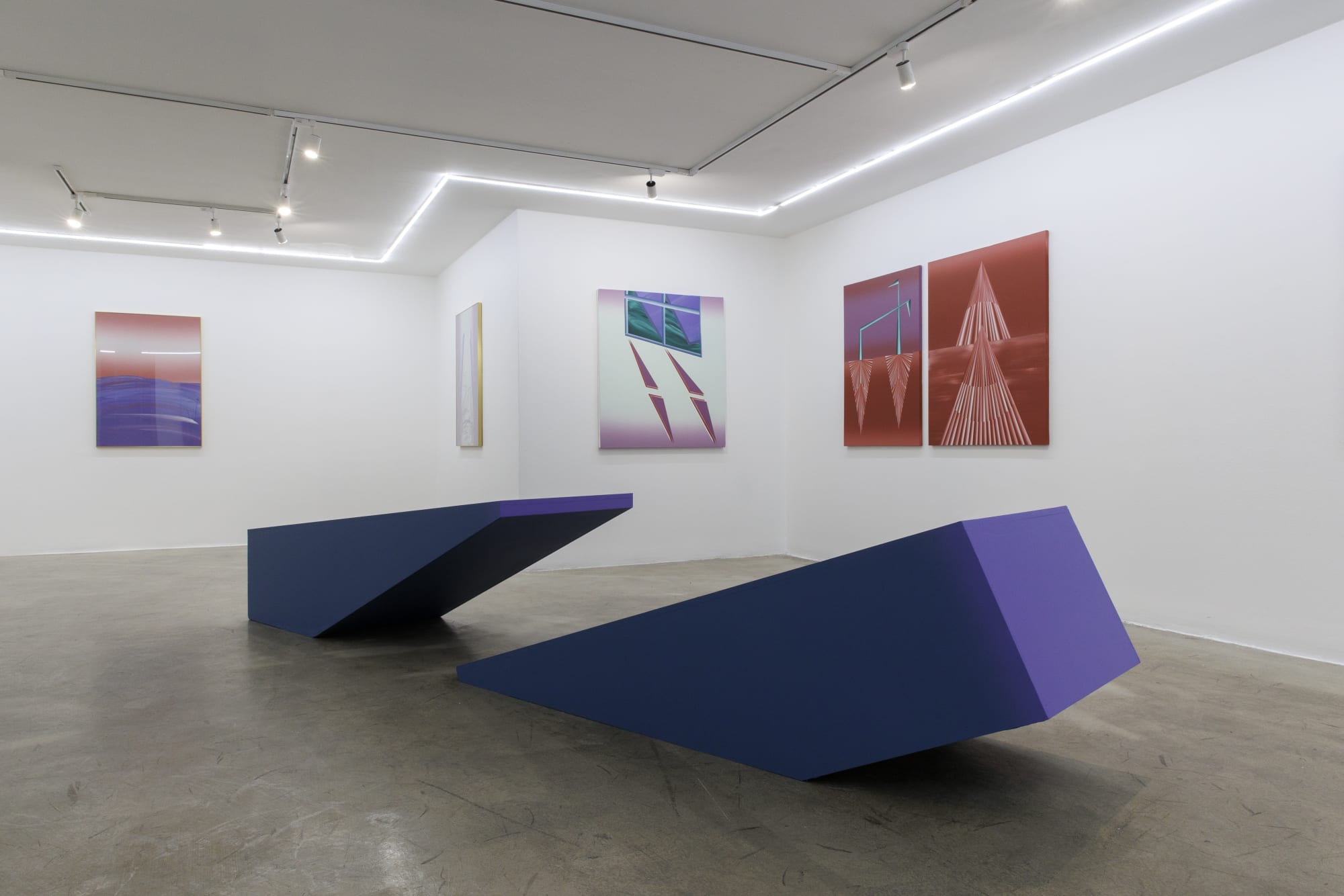 Installation view of Livelier a solo exhibition of works by Farbod Elkaei.