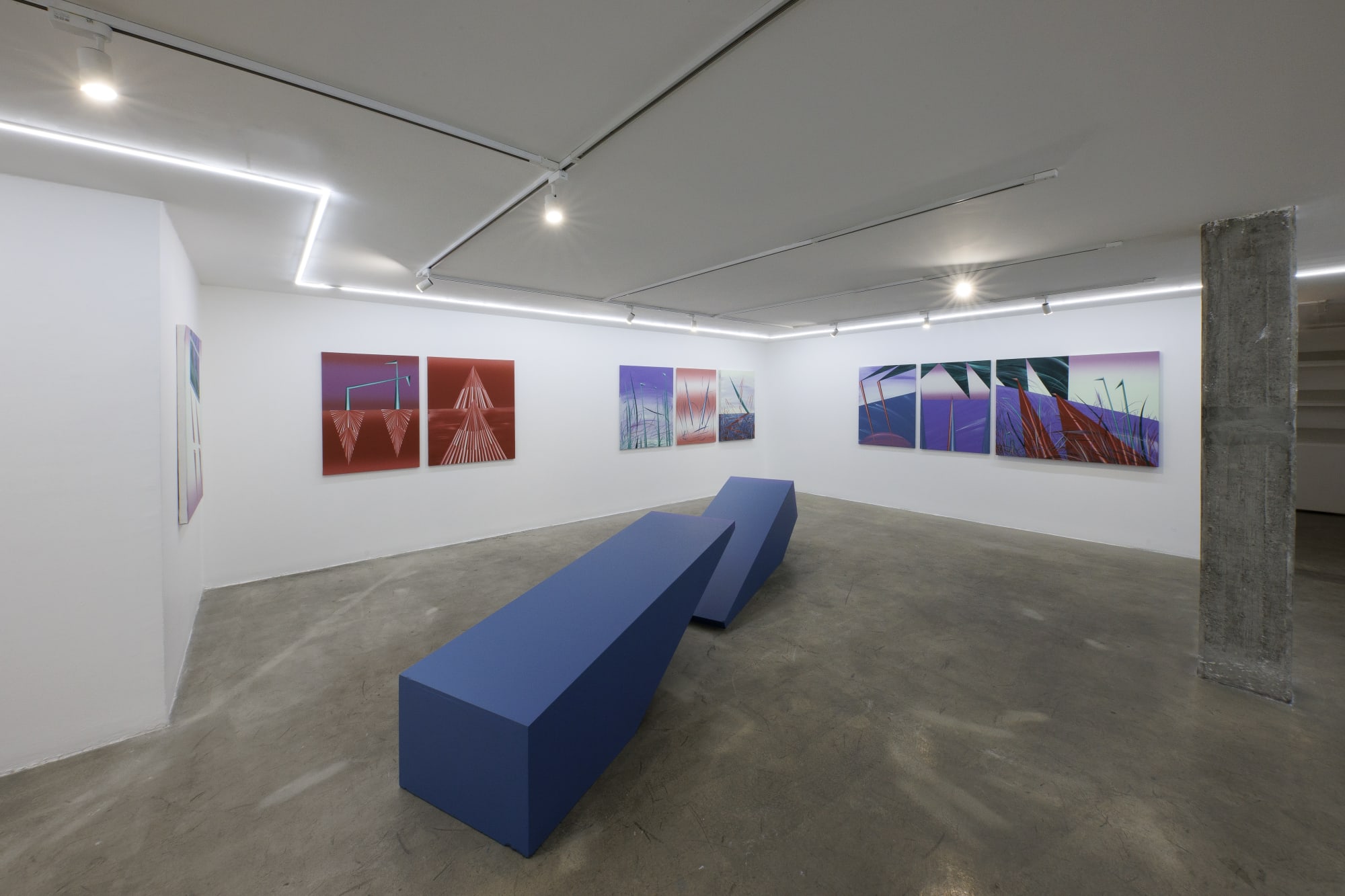 Installation view of Livelier a solo exhibition of works by Farbod Elkaei.