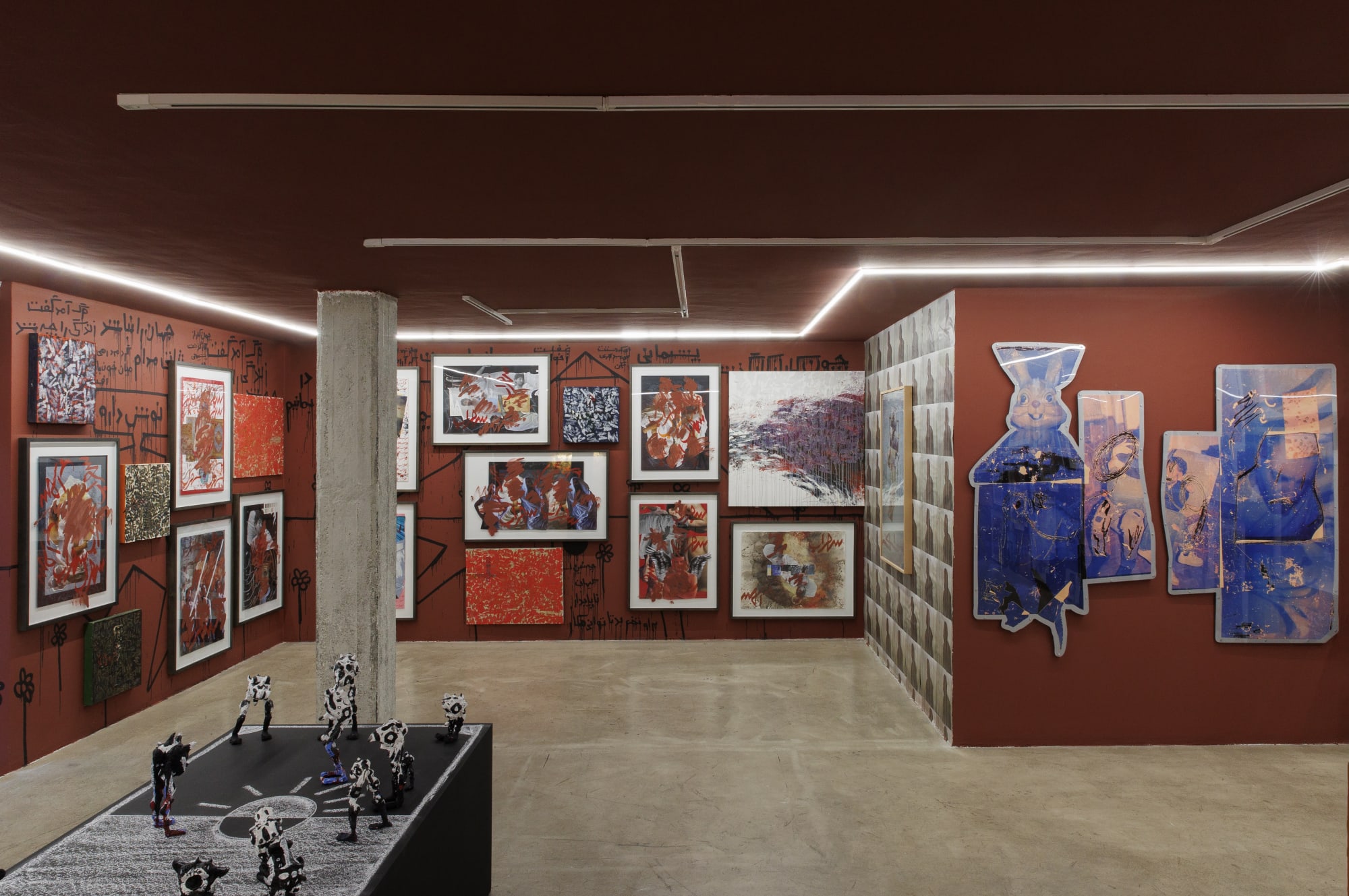 Installation view of Sohrab son of Rostam a joint exhibition of works by Fereydoun Ave, Alborz Kazemi & Faaker.