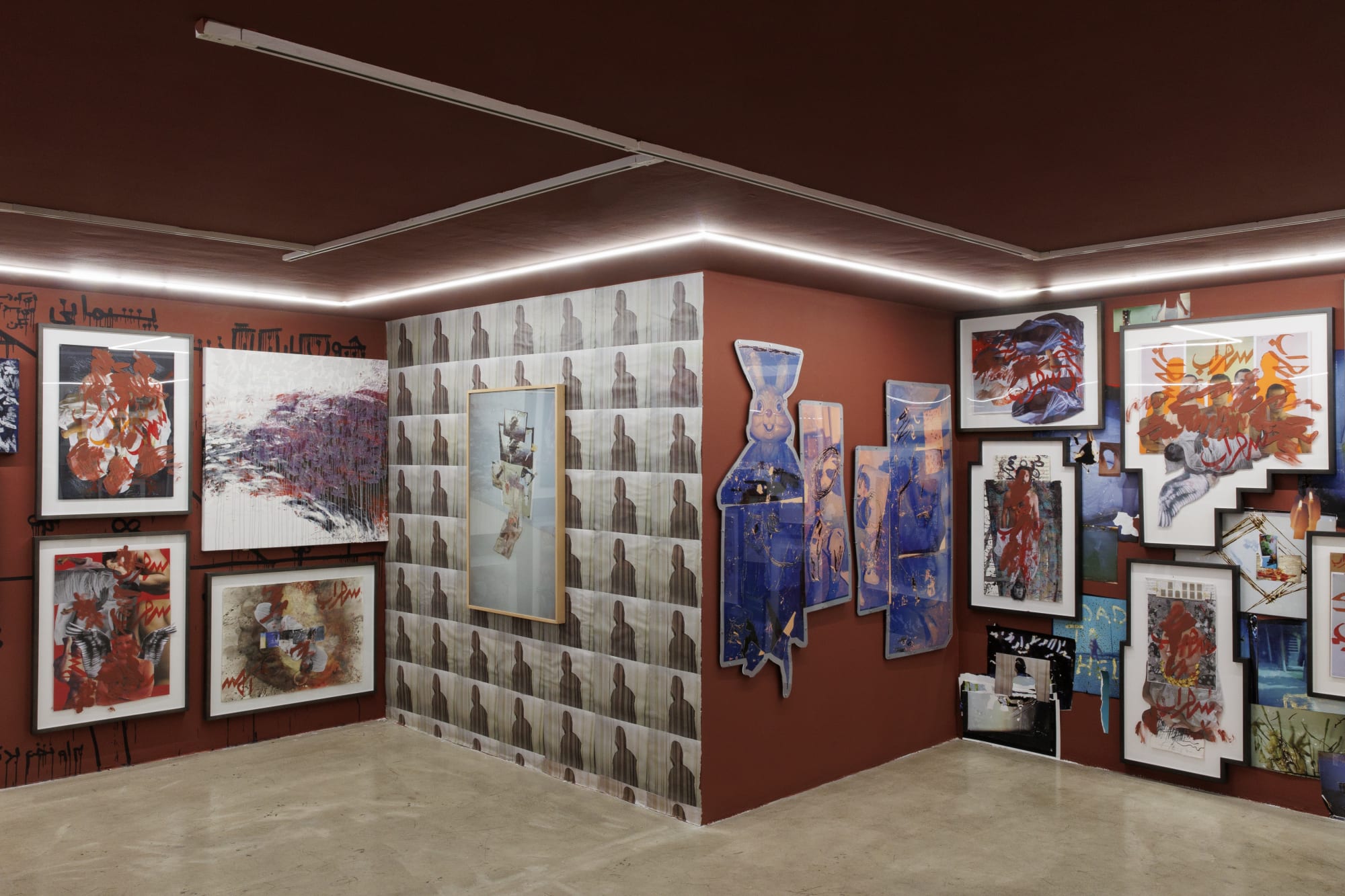 Installation view of Sohrab son of Rostam a joint exhibition of works by Fereydoun Ave, Alborz Kazemi & Faaker.