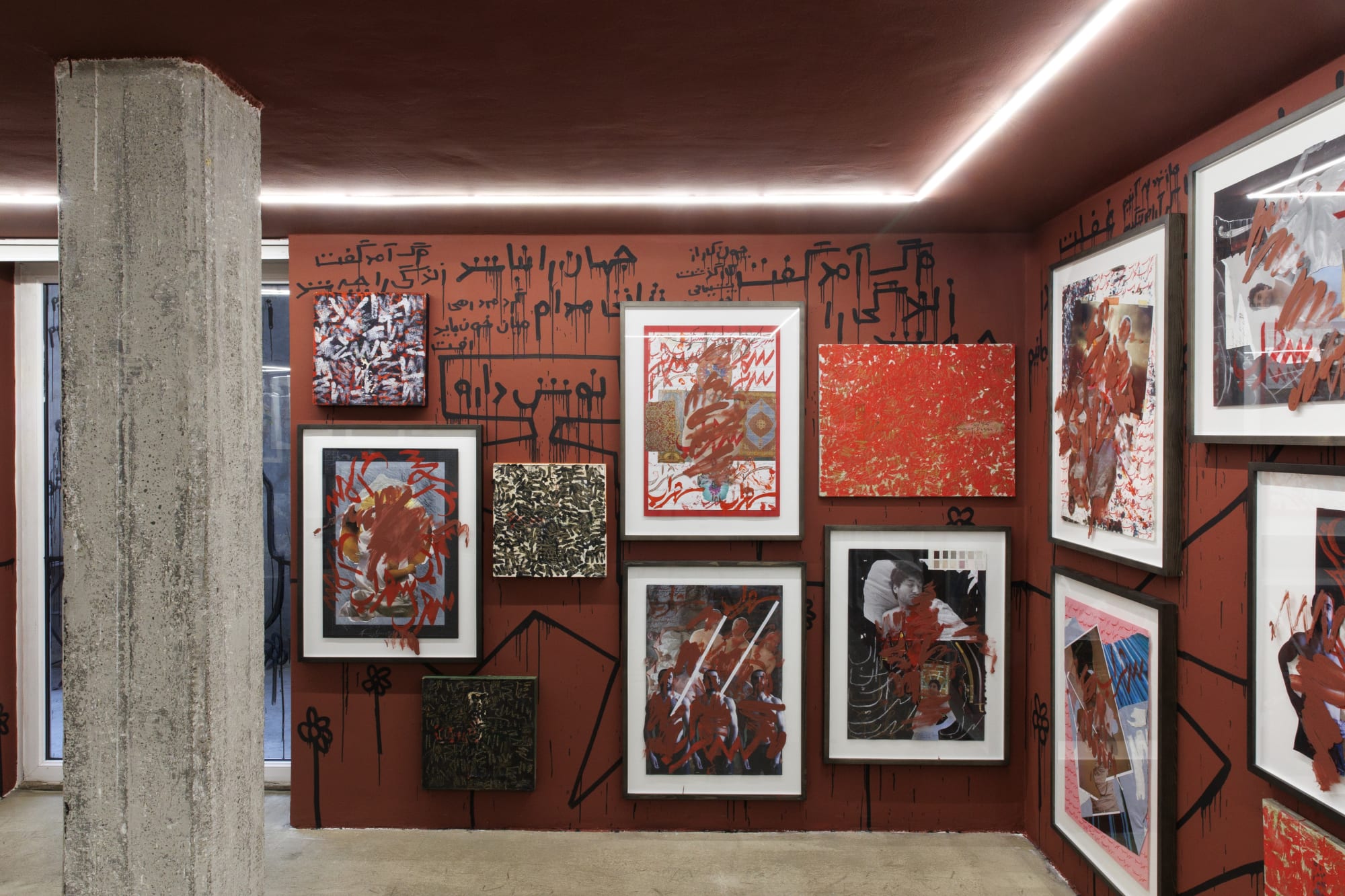 Installation view of Sohrab son of Rostam a joint exhibition of works by Fereydoun Ave, Alborz Kazemi & Faaker.