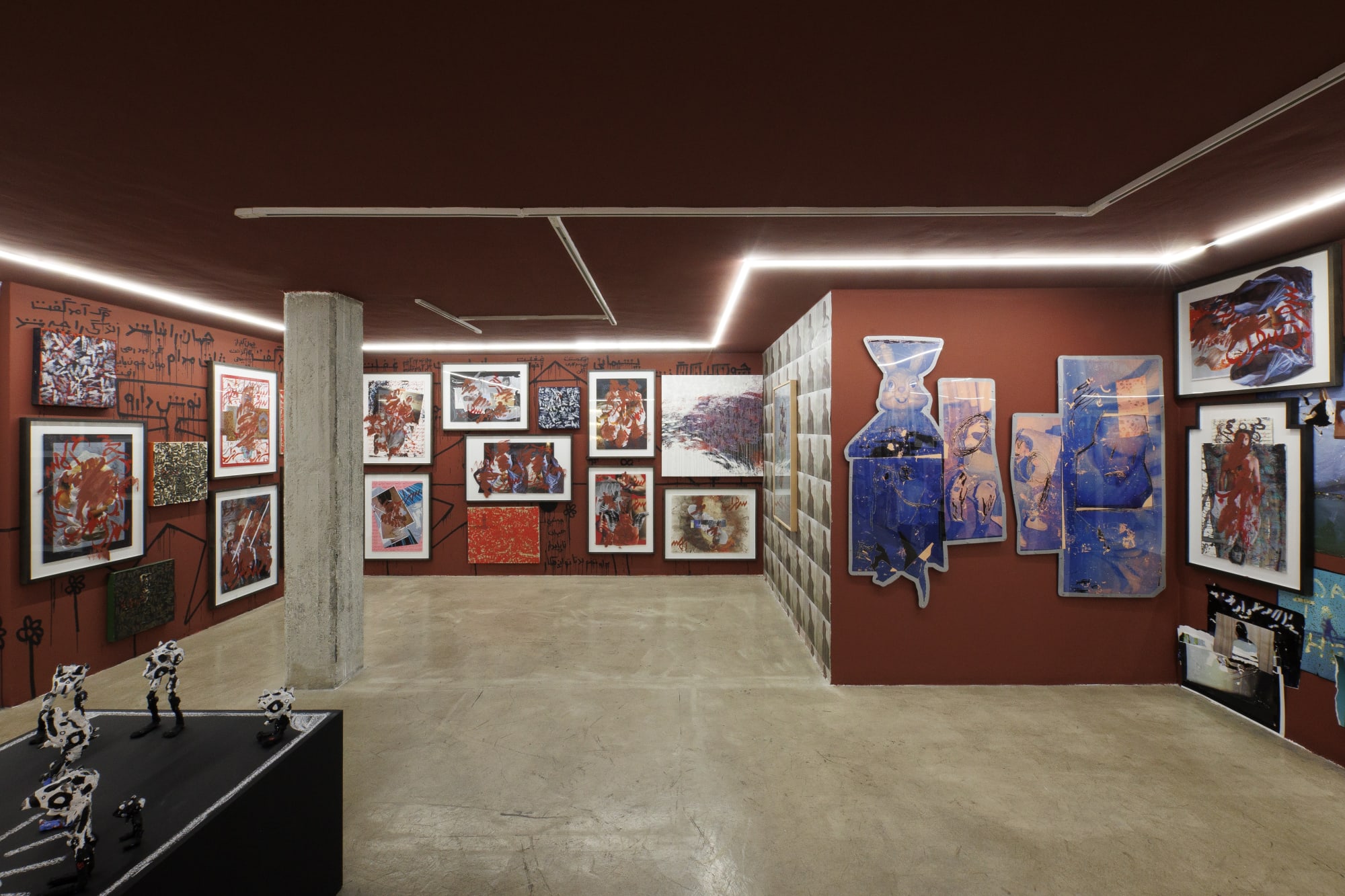 Installation view of Sohrab son of Rostam a joint exhibition of works by Fereydoun Ave, Alborz Kazemi & Faaker.