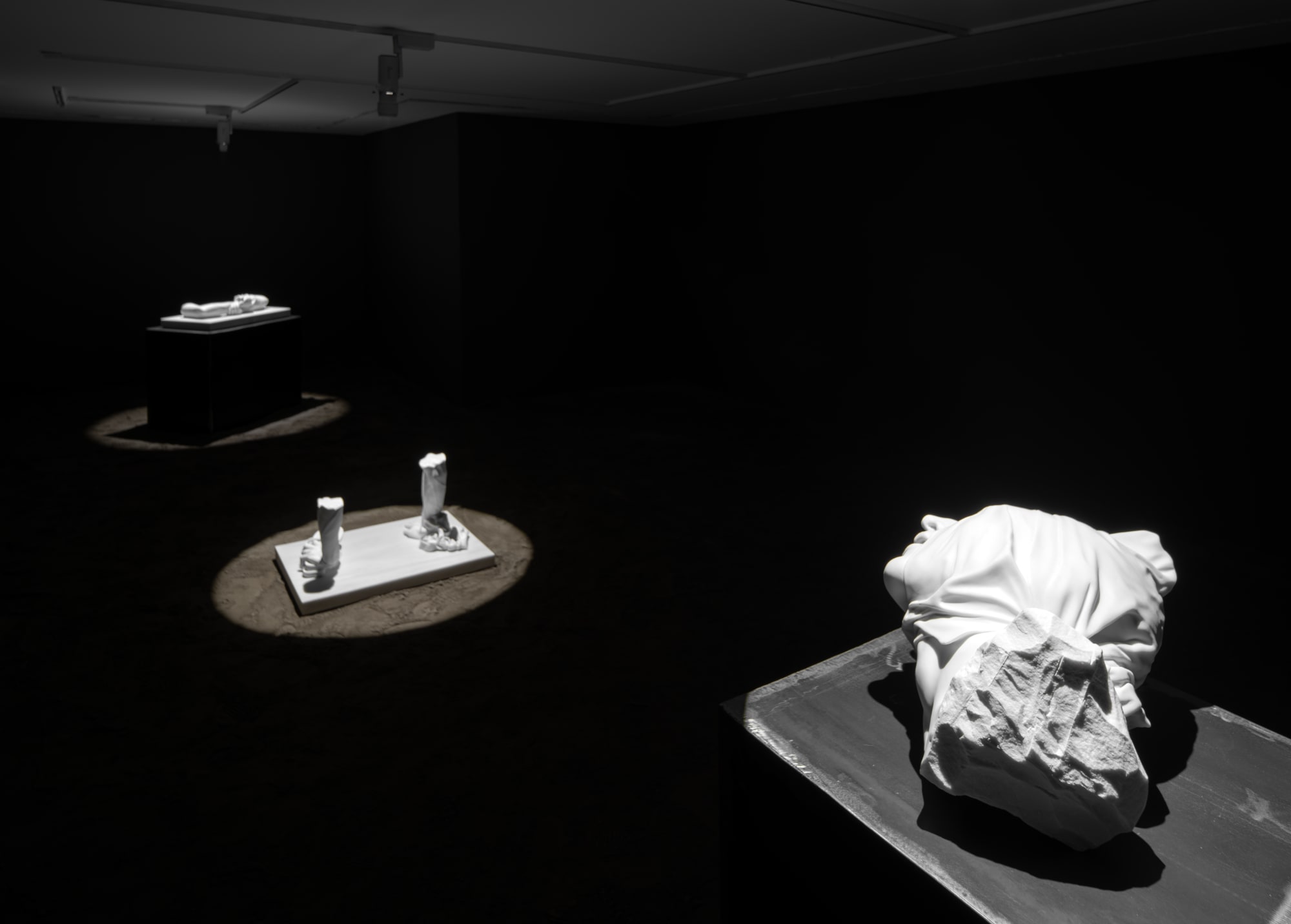 Installation view of To Be Made Flesh Again After James Baldwin a solo presentation of works by Reza Aramesh.