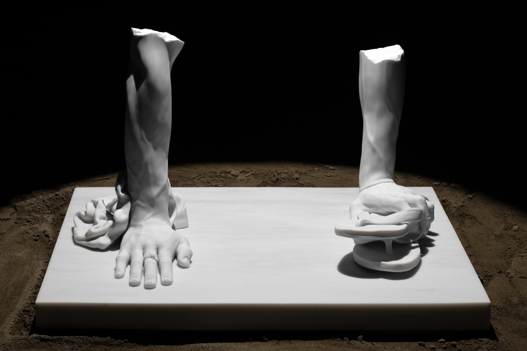 Installation view of To Be Made Flesh Again After James Baldwin a solo presentation of works by Reza Aramesh.