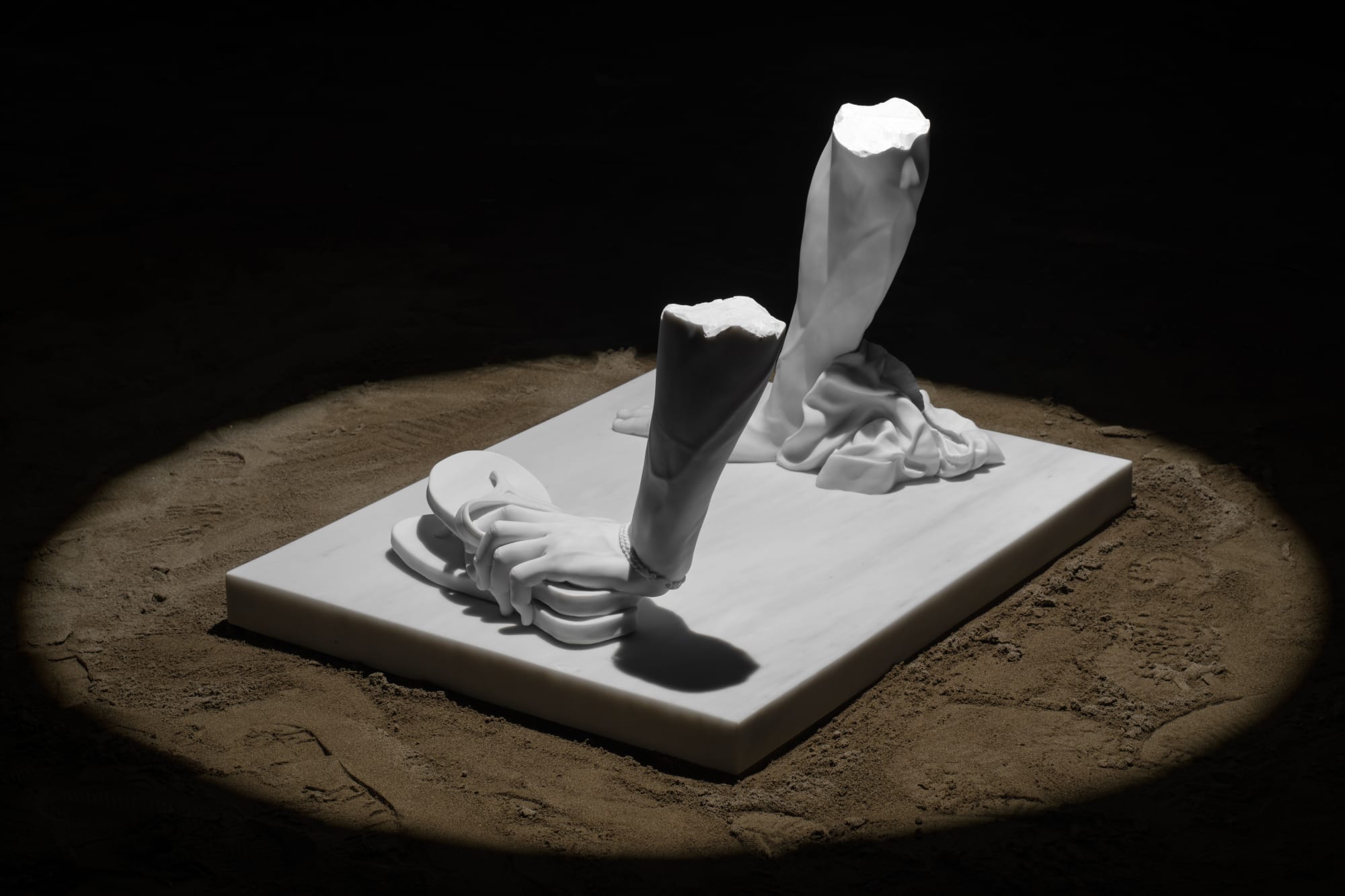 Installation view of To Be Made Flesh Again After James Baldwin a solo presentation of works by Reza Aramesh.