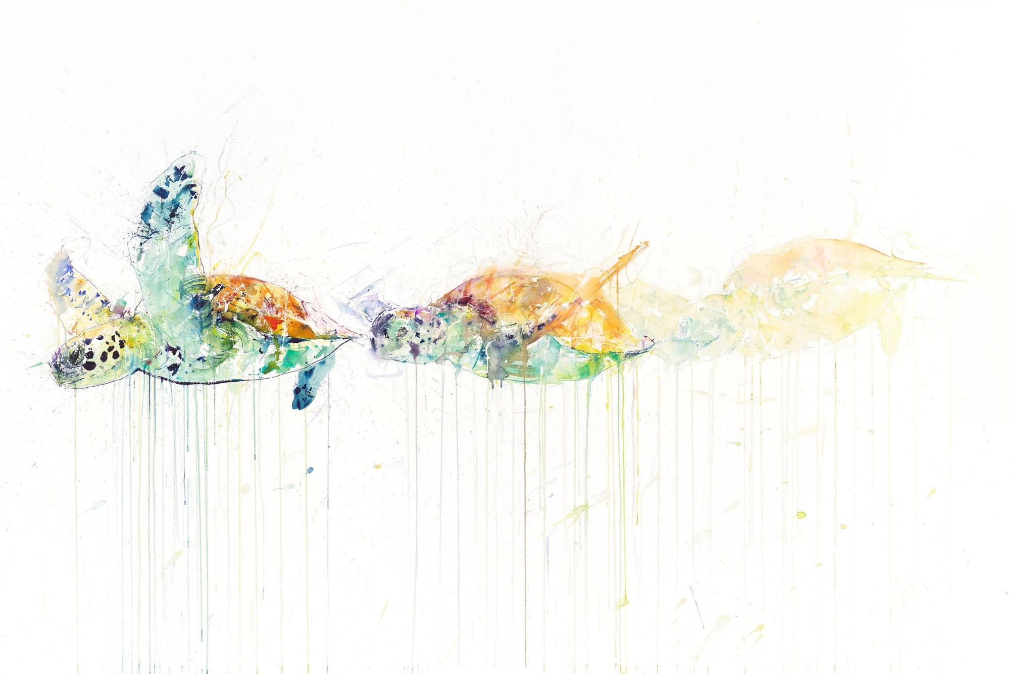 'Sea Turtle Movement', Watercolour on Arches Aquarelle, 61" x 41" , 155cm x 102cm by Dave White 2015