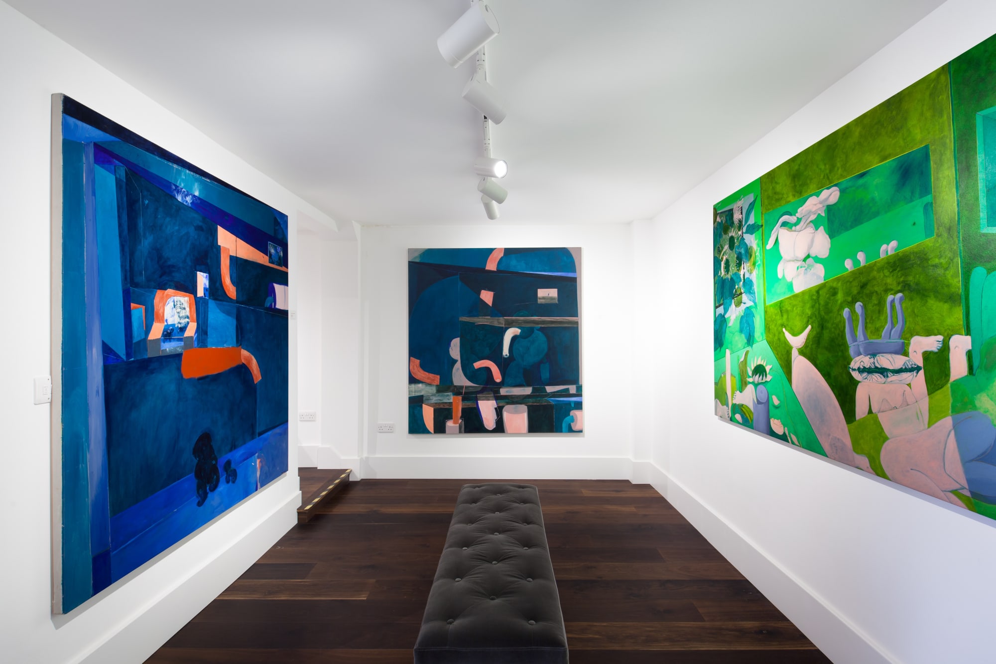 Tahnee Lonsdale blue green painting Oil on canvas Dellasposa Gallery London Exhibition contemporary art abstract 