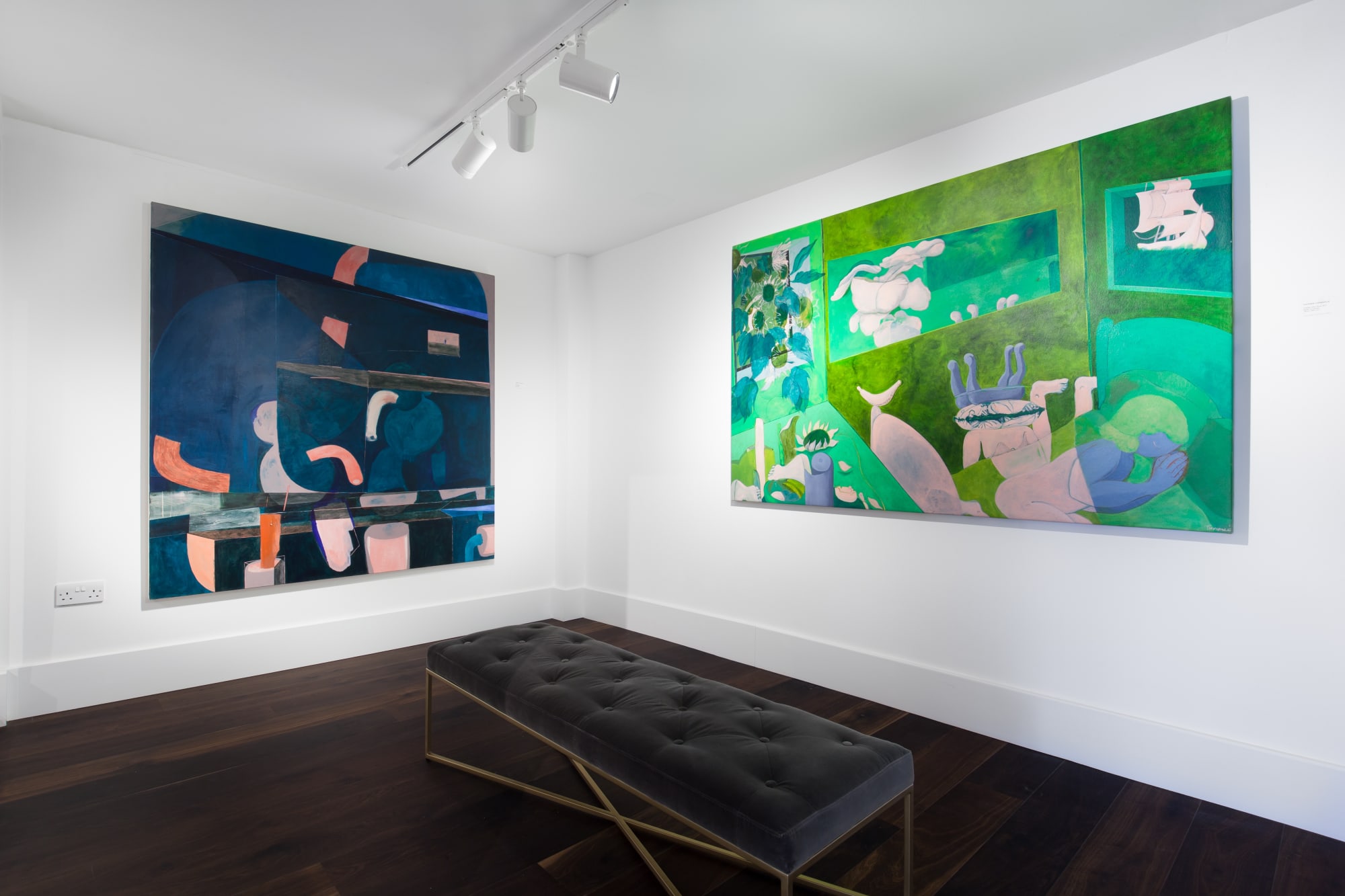 Tahnee Lonsdale blue green painting Oil on canvas Dellasposa Gallery London Exhibition contemporary art abstract 