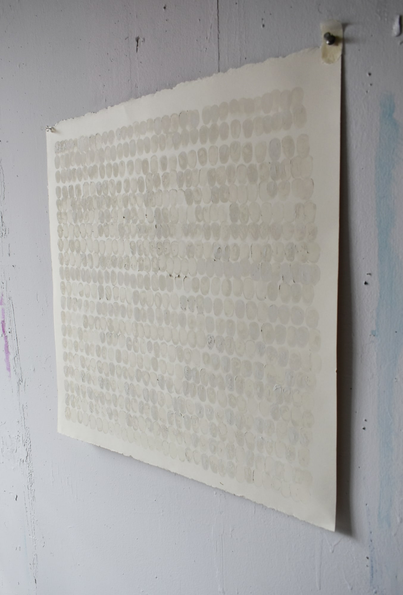 Suji Kanneganti Breathing, 2021 Flake white (lead) oil, paper, 22 x 22&rdquo;
