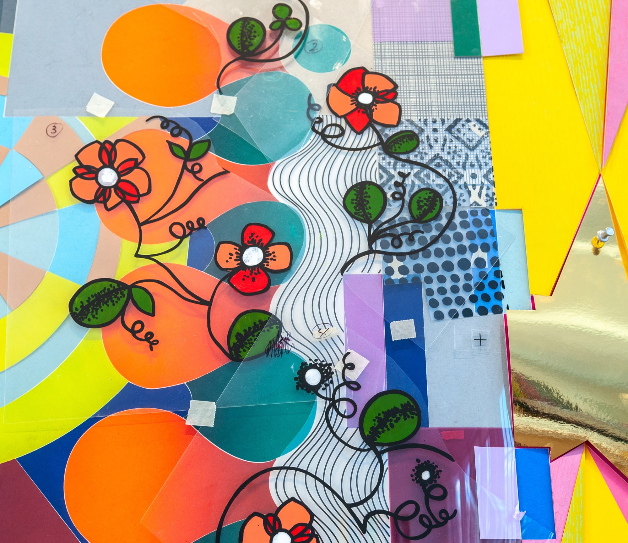 Preliminary collage for Flower Swing