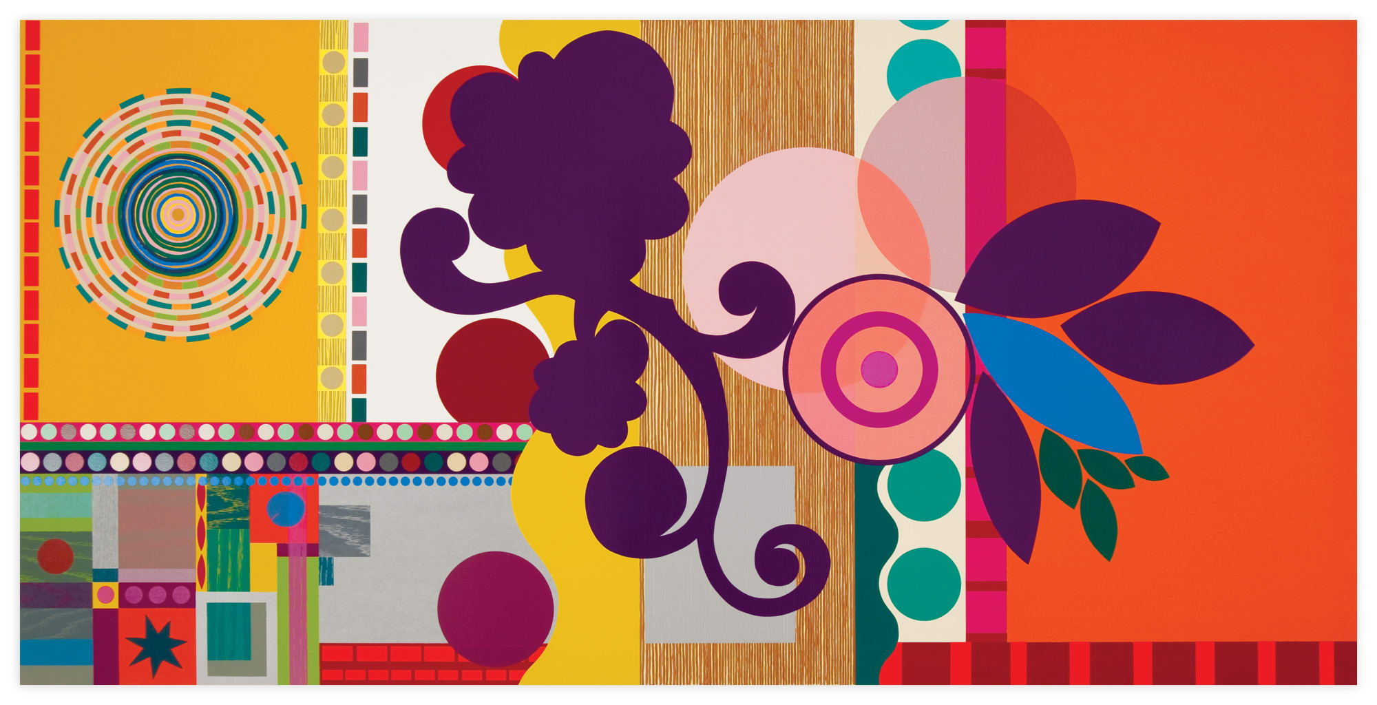 Gold Rose series: cinnamon woodblock and screenprint edition by Beatriz Milhazes with Durham Press