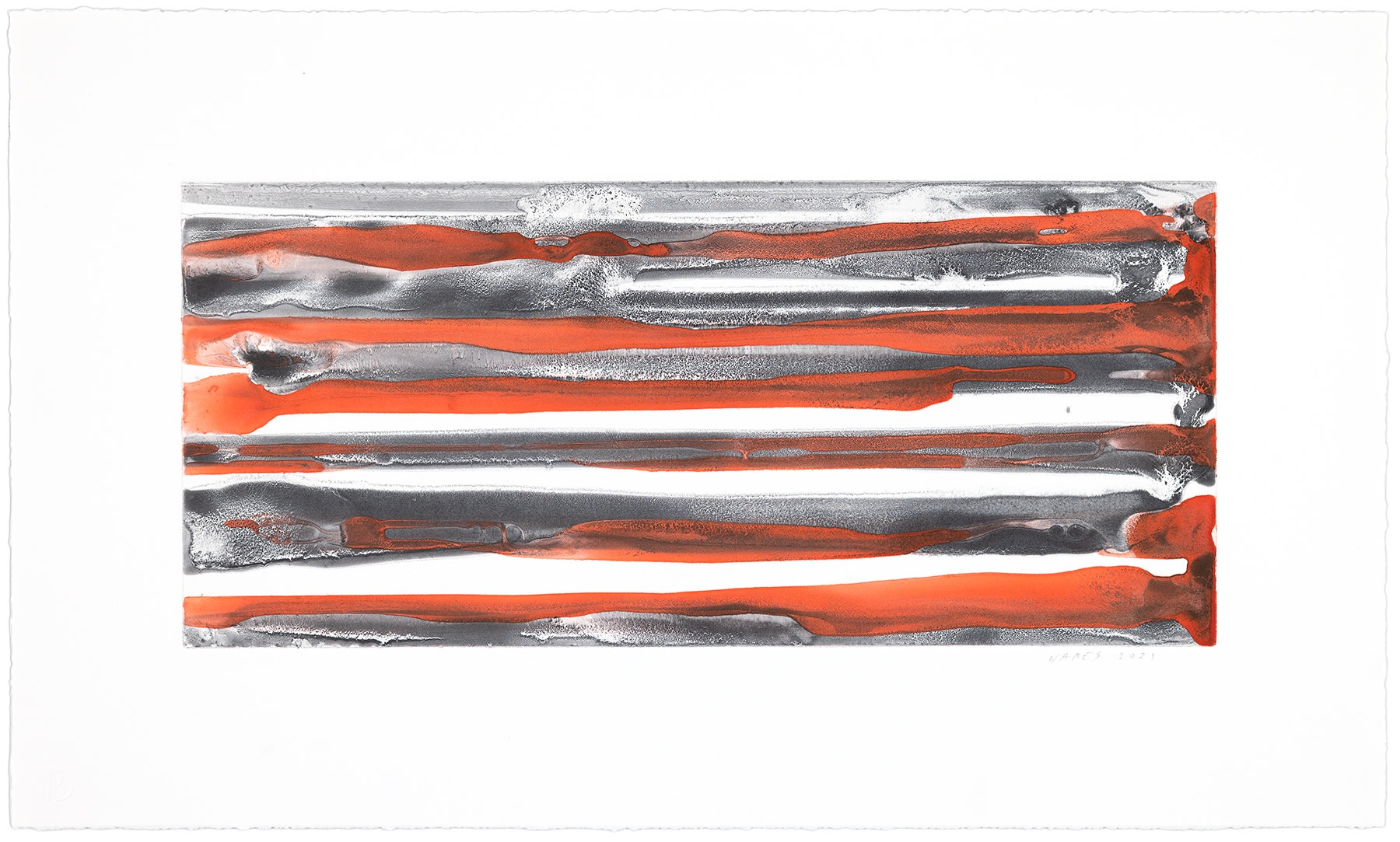 Jamie Nares Watercolor Monotype unique with Durham Press