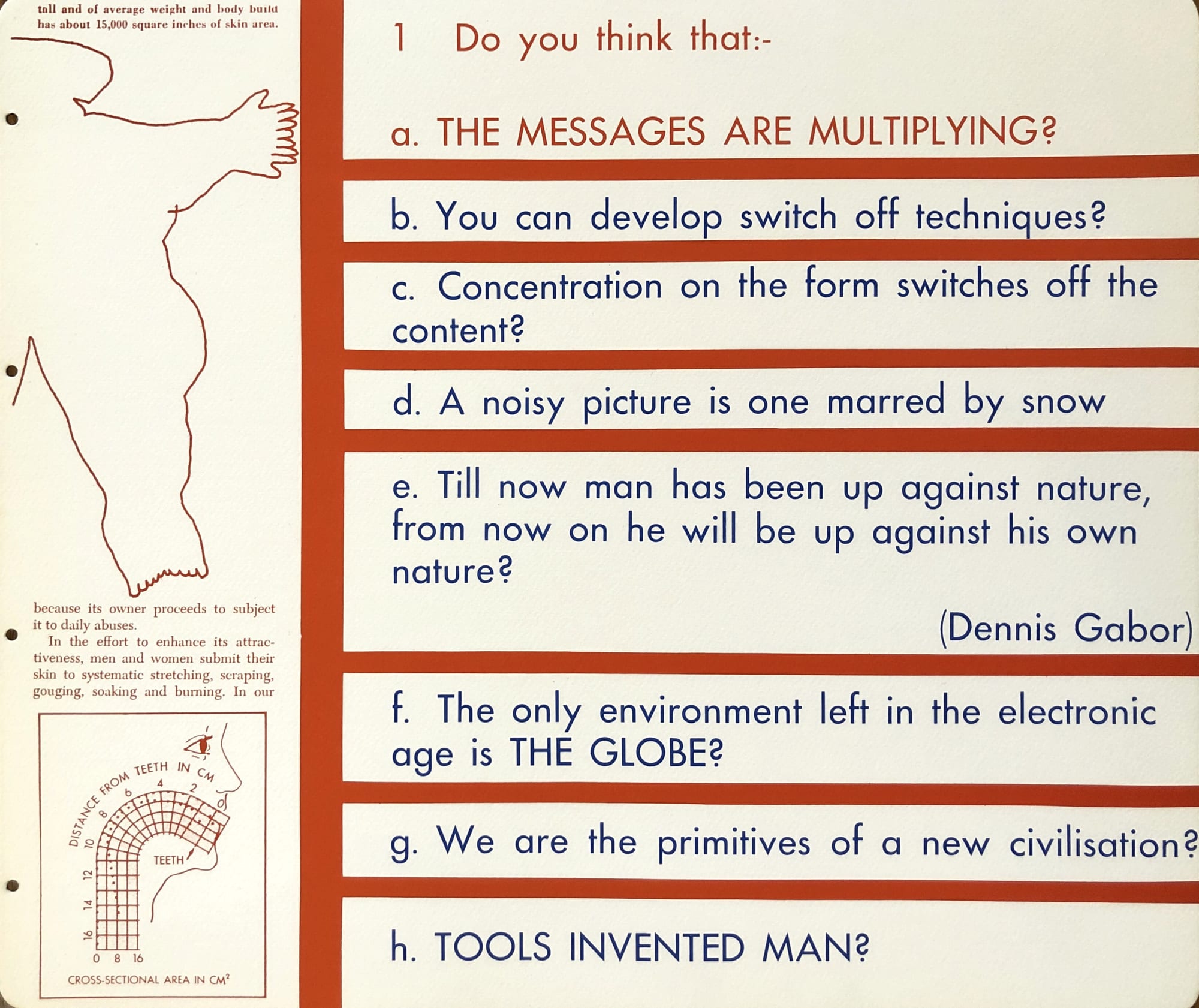 Christmas Secret Bid Auction , LOT XX: Joe Tilson - Software Chart Questionnaire - ‘1. Do you think that:-’, 1968