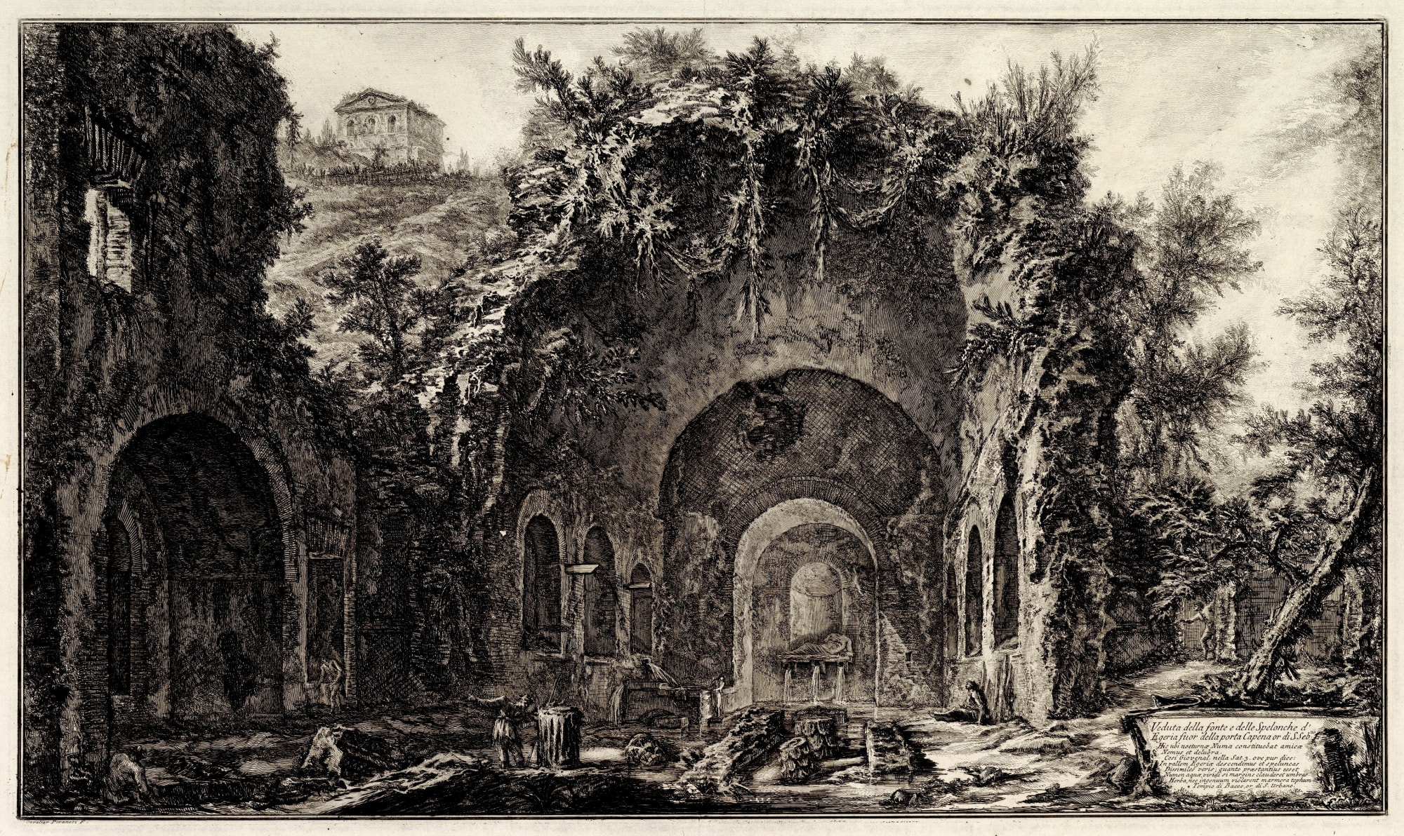 Christmas Secret Bid Auction , LOT XX: Giovanni Battista Piranesi - The so-called Grotto of Egeria (Veduta della fonte e delle spelonche d'Egeria fuor della Porta Capena), 1766