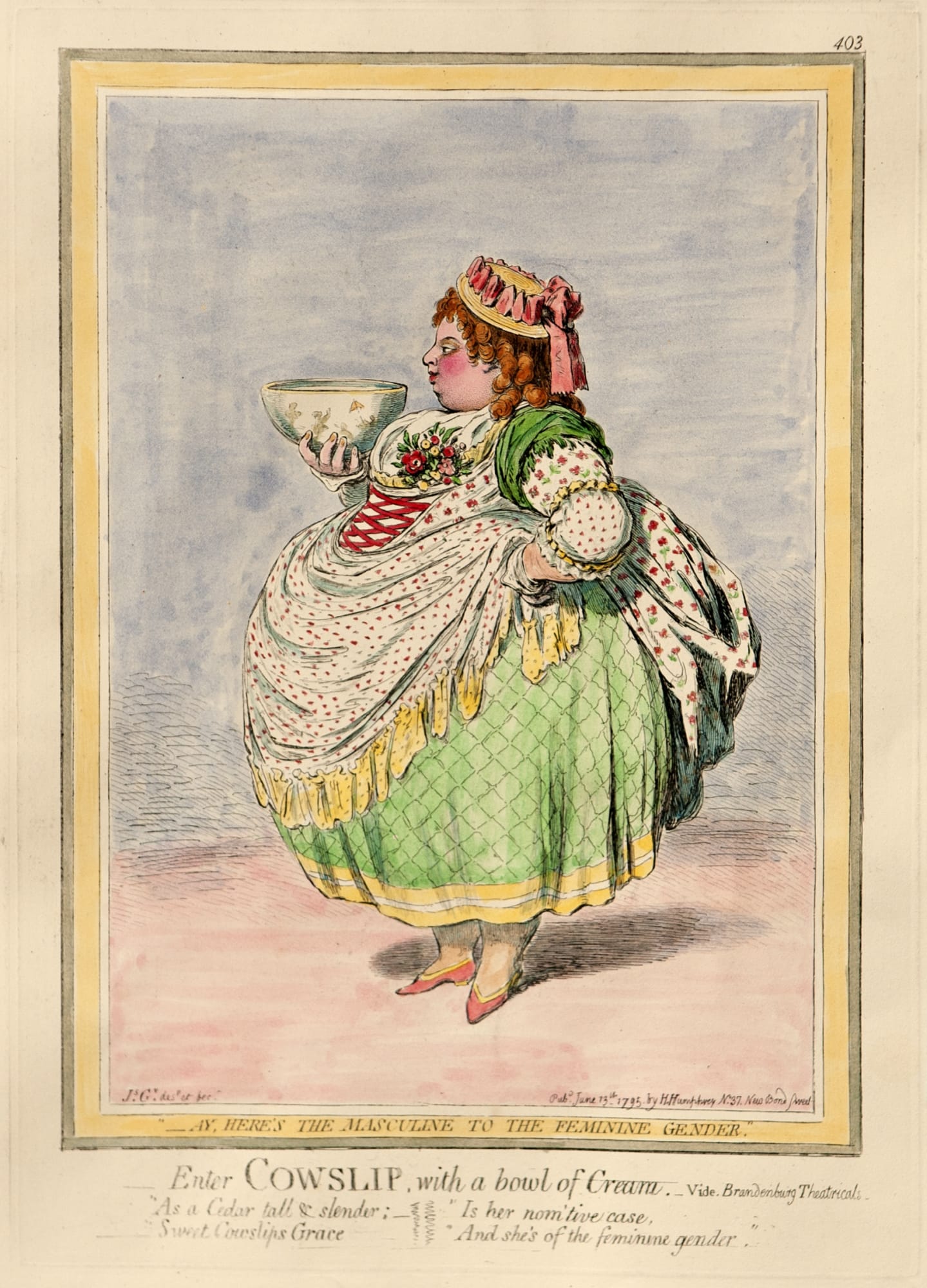 James Gillray, Enter Cowslip, with a bowl of cream, 1795