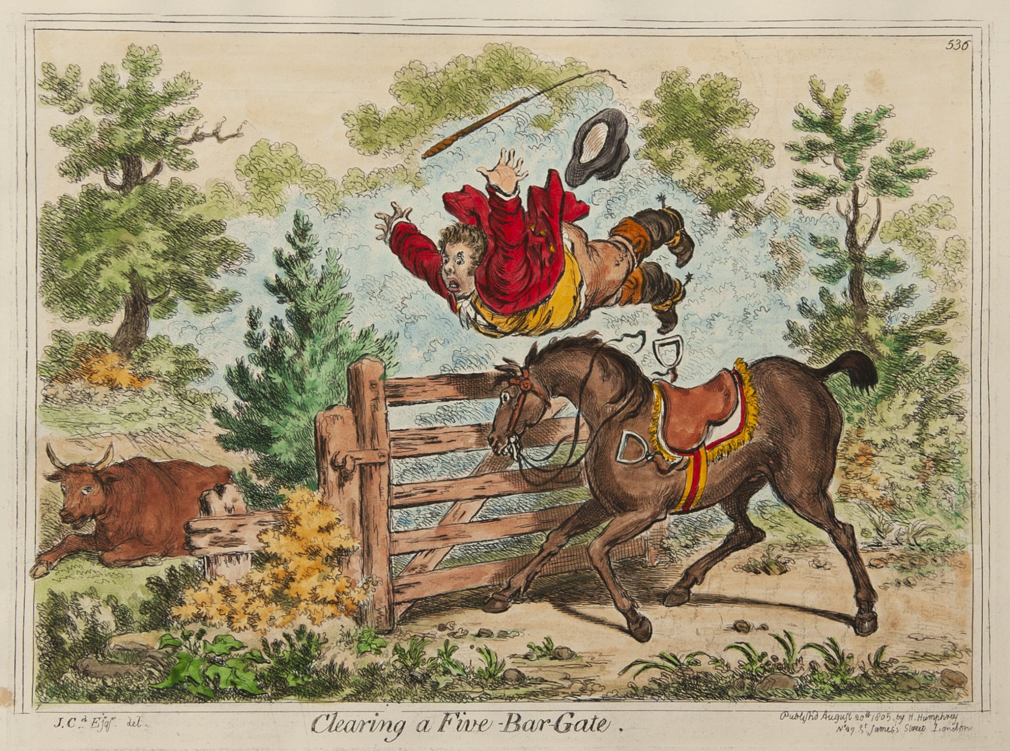 James Gillray, Clearing a Five-Bar Gate, 1805
