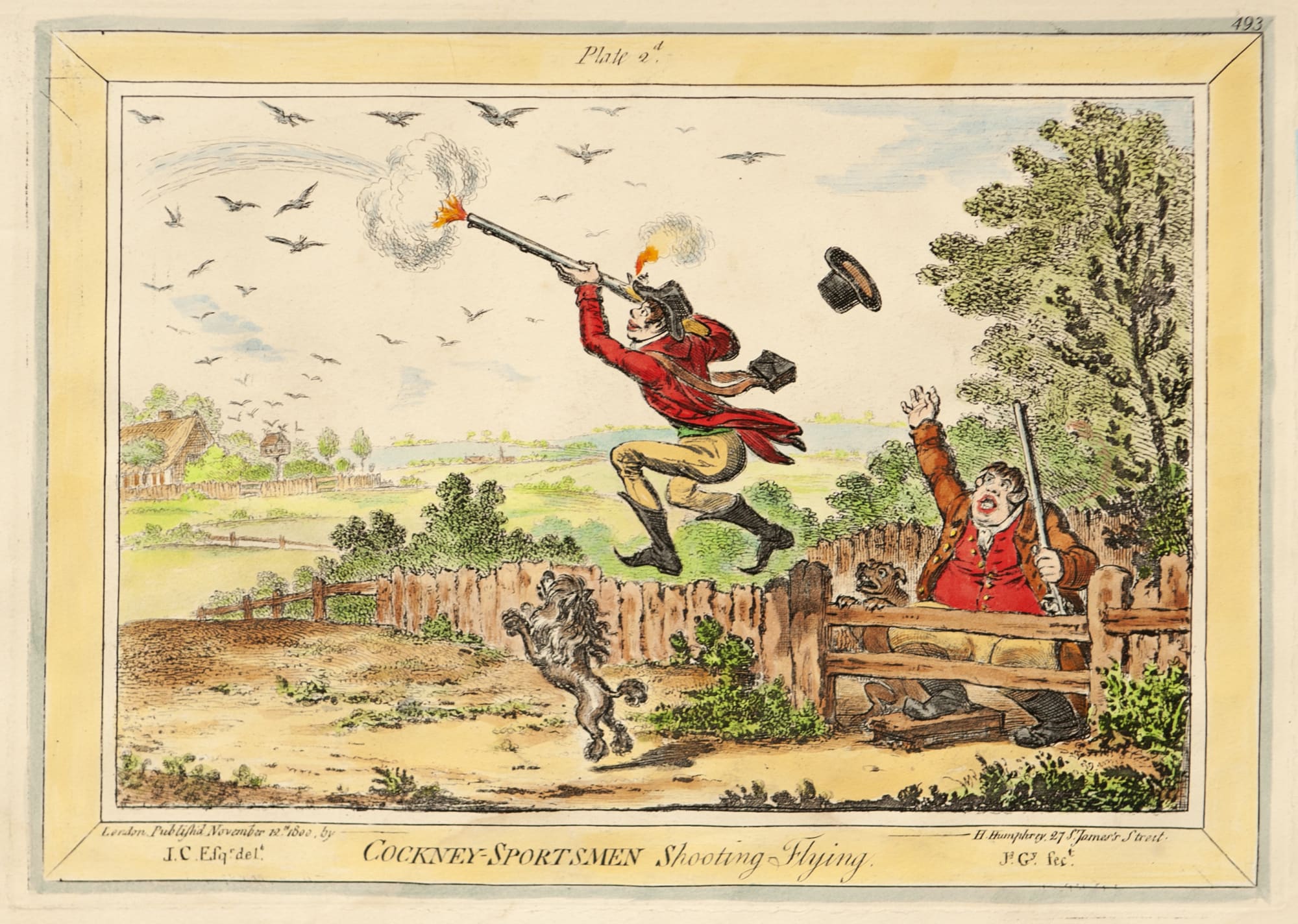 James Gillray, Cockney-Sportsmen Shooting Flying, 1800