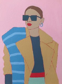 Susie Stone, Blue Stripes, Camel Coat, 2020