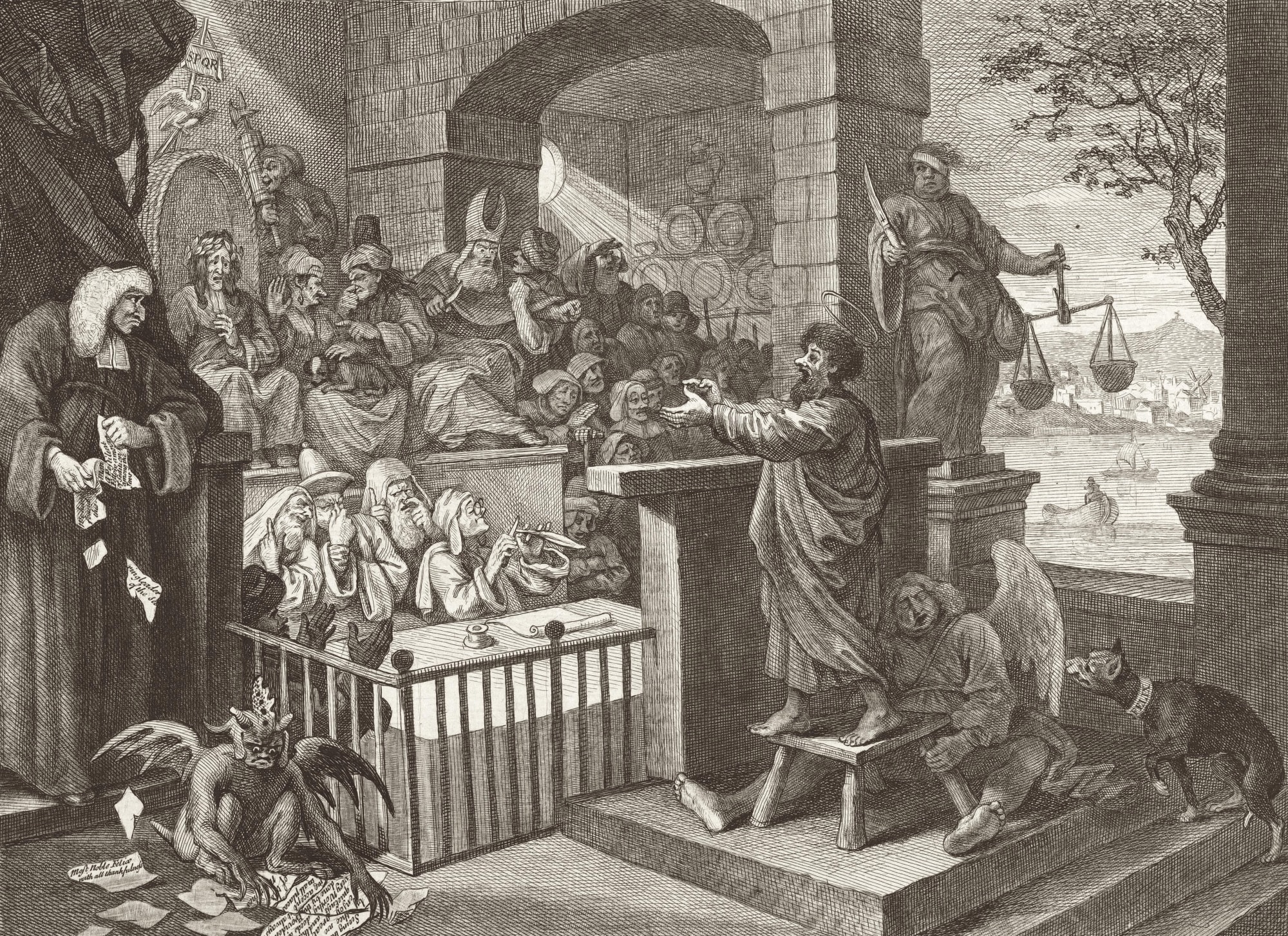 William Hogarth, Paul Before Felix, Plate 1 (The Burlesque Print), 1751