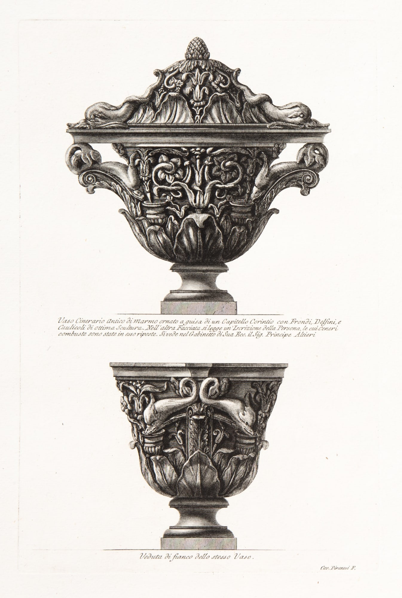 Giovanni Battista Piranesi, Fig. A. Two Views of Cinerary Vase, 1773-78