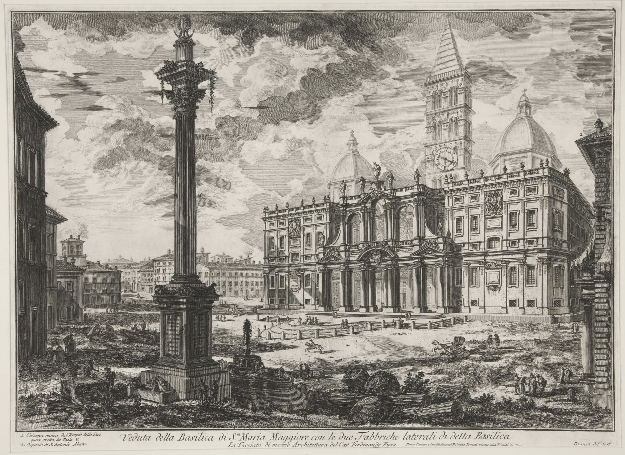 Christmas Secret Bid Auction , LOT XX: Giovanni Battista Piranesi - Veduta della Basilica di S.ta Maria Maggiore con le due fabbriche laterali di detta basilica, 1749