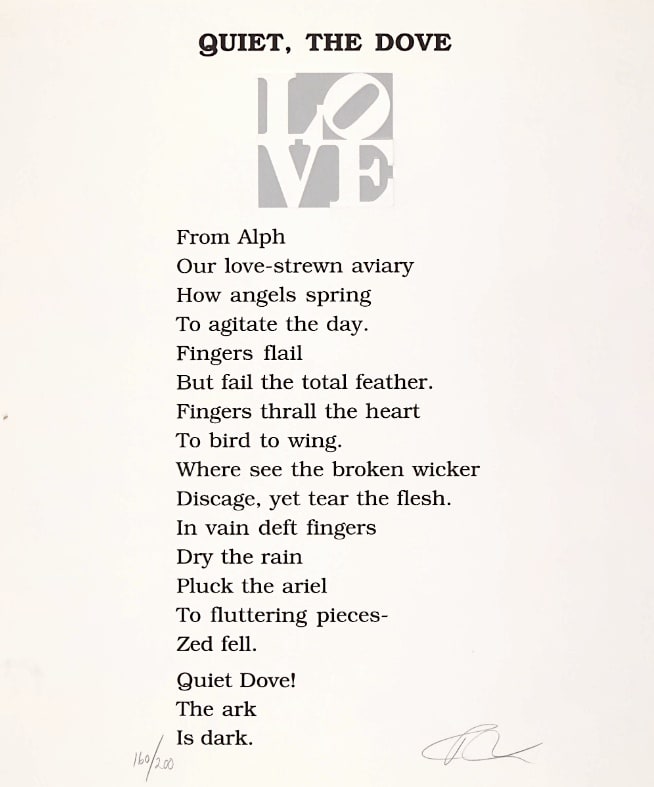Christmas Secret Bid Auction , LOT 106: Robert Indiana - Quiet, The Dove, 1996