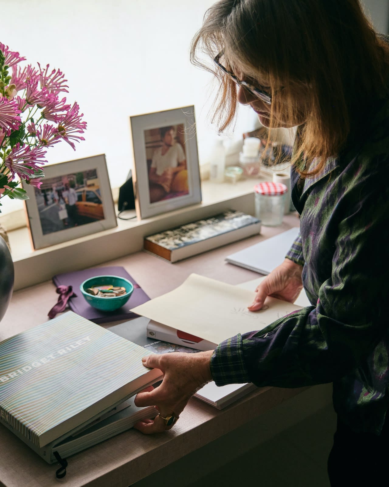 Bridget Riley is a significant influence for Christine, as is the painter Ben Nicholson