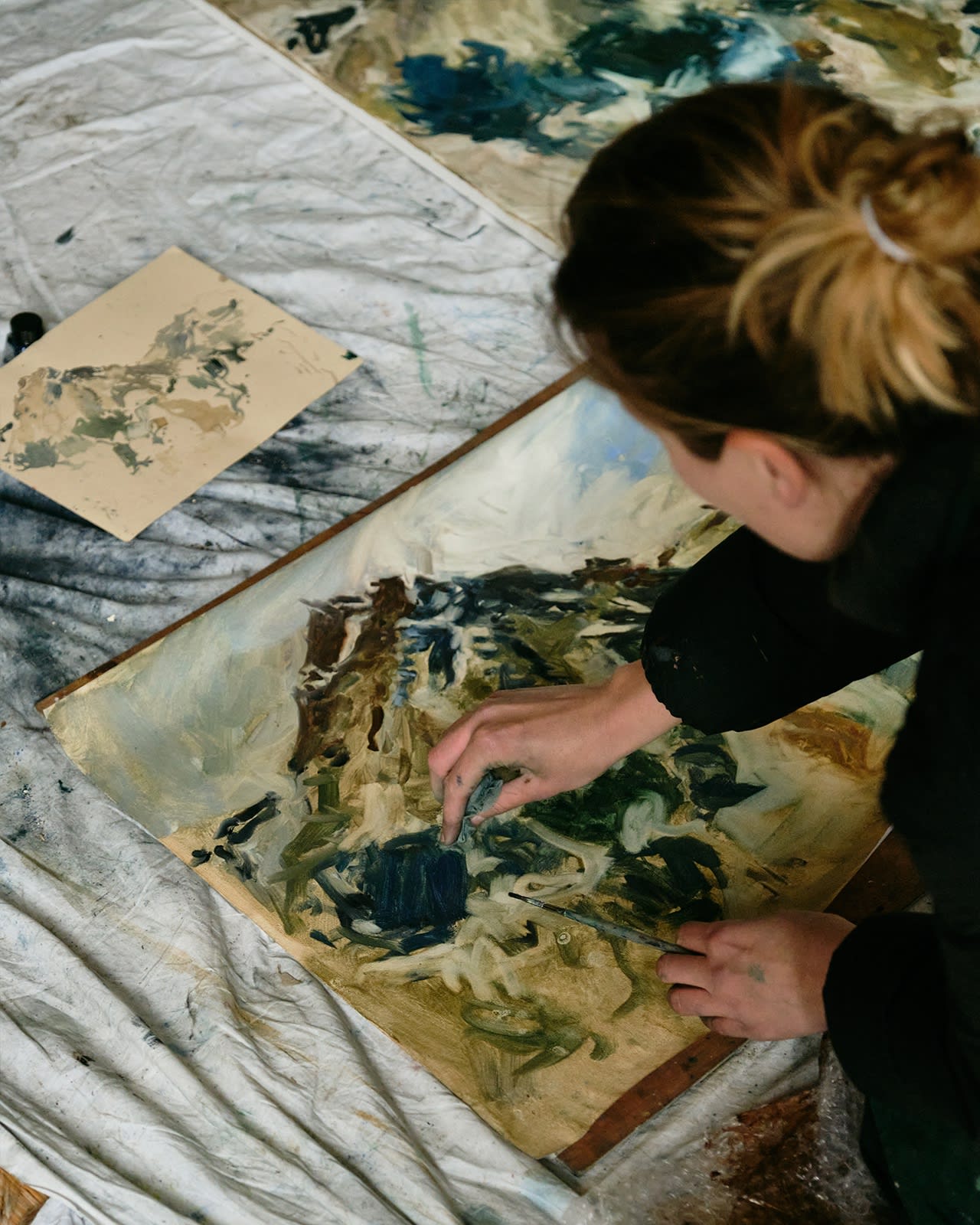 Painting mostly from memory helps bring an intensity to her works and a strong sense of energy, she says.