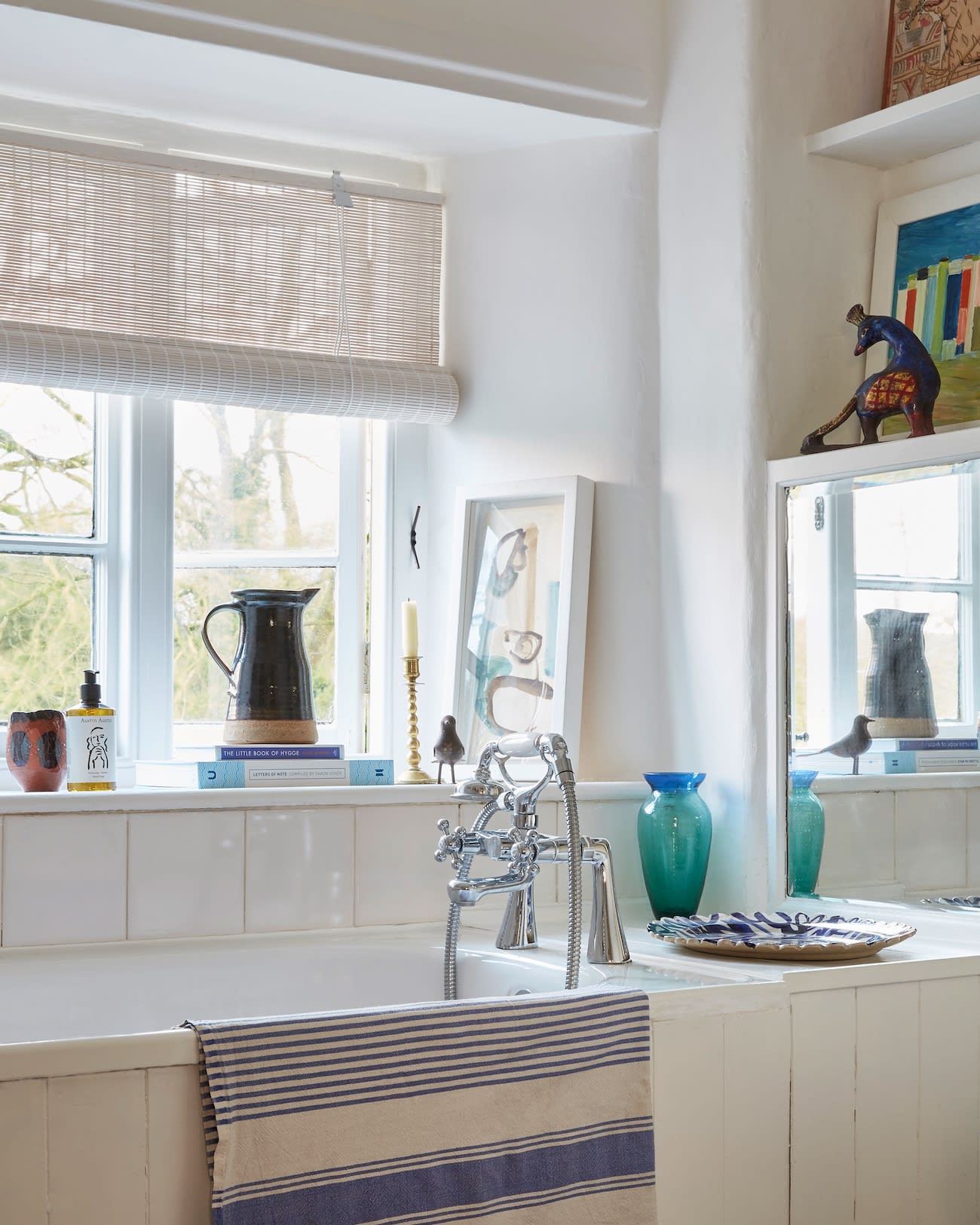 The peaceful bathroom in the cottage that looks out into the garden below.