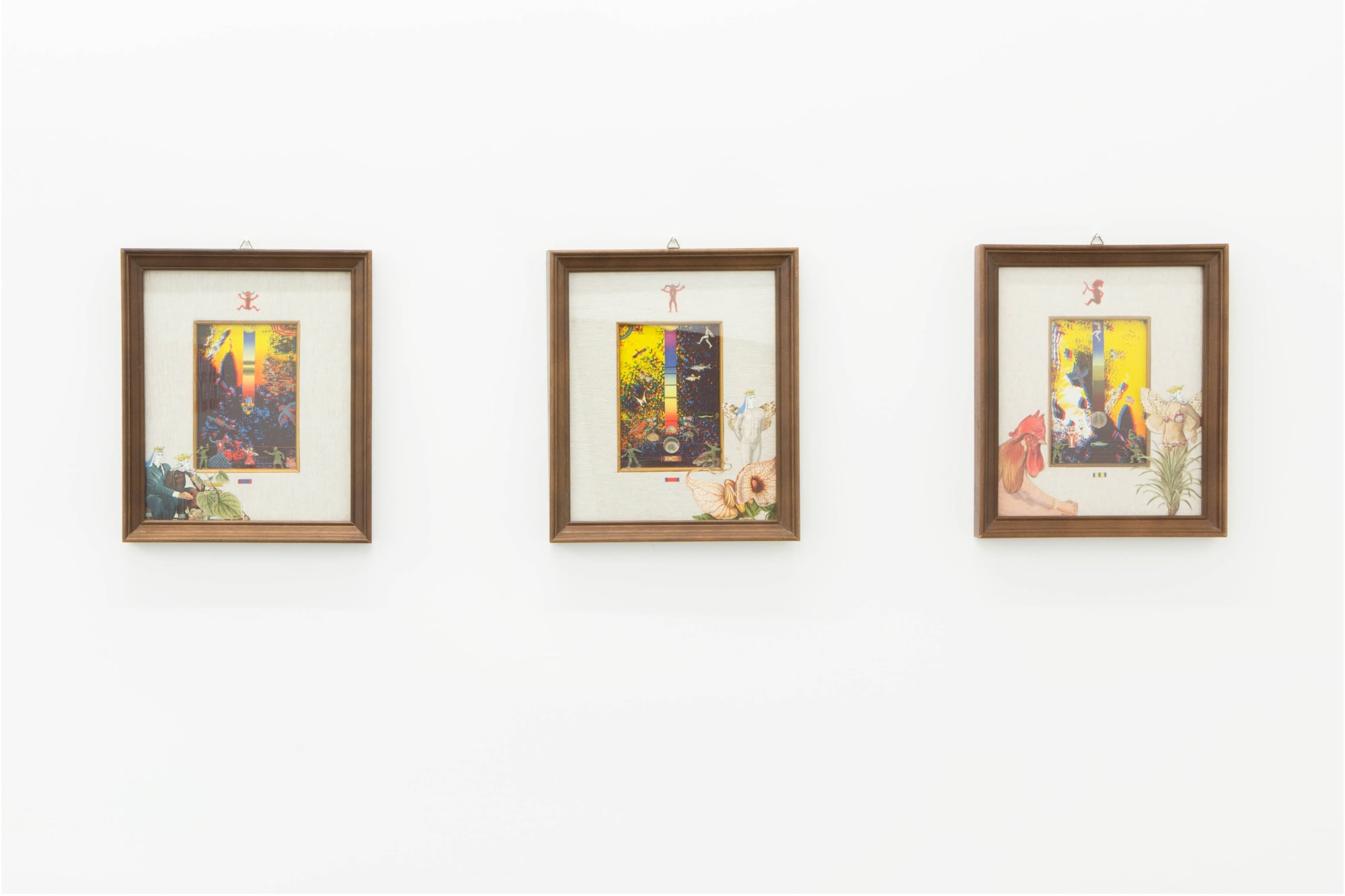 Exhibition view Thinking Ahead - Sequence 2, 2019, Erna Hecey Gallery, Luxembourg Bert Theis, Salto 1-2-3 (Triptych), 1987 Collage, mixed media, 27,5 x 23,5 (framed) Unique